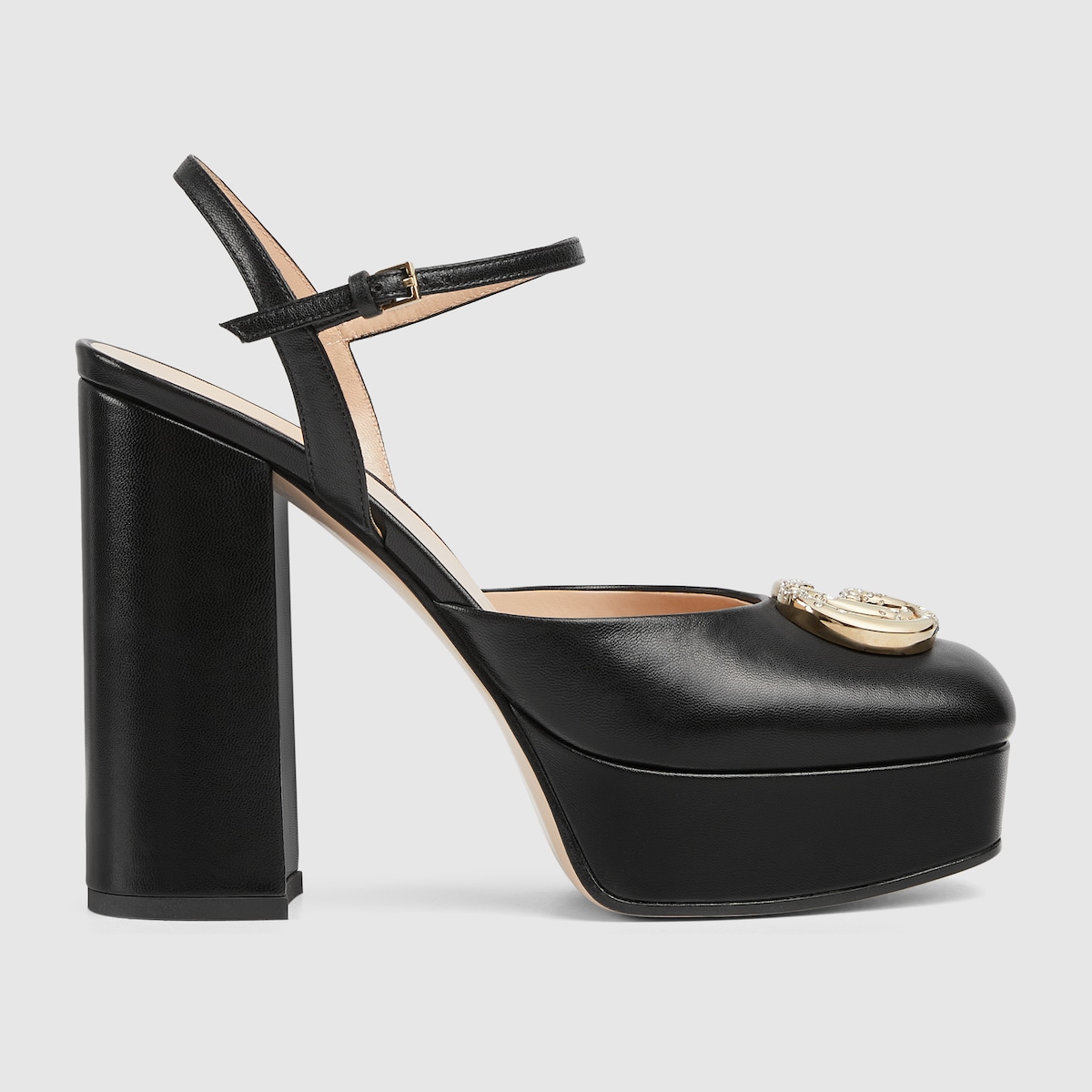 Women's platform pump with Double G in black leather | GUCCI® US