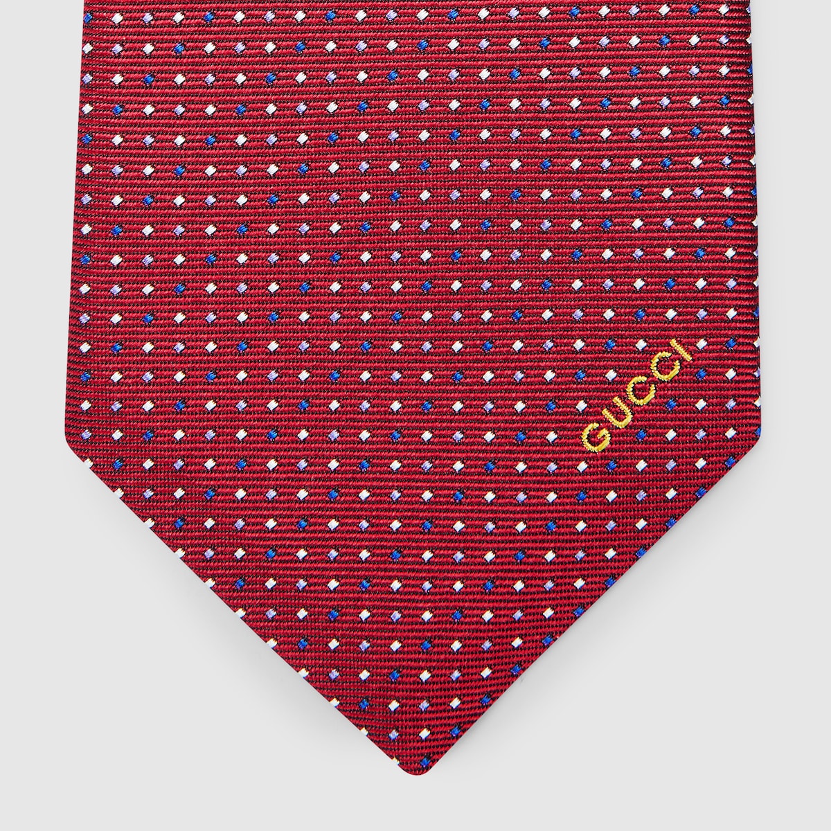 Silk jacquard tie in red and blue | GUCCI® US