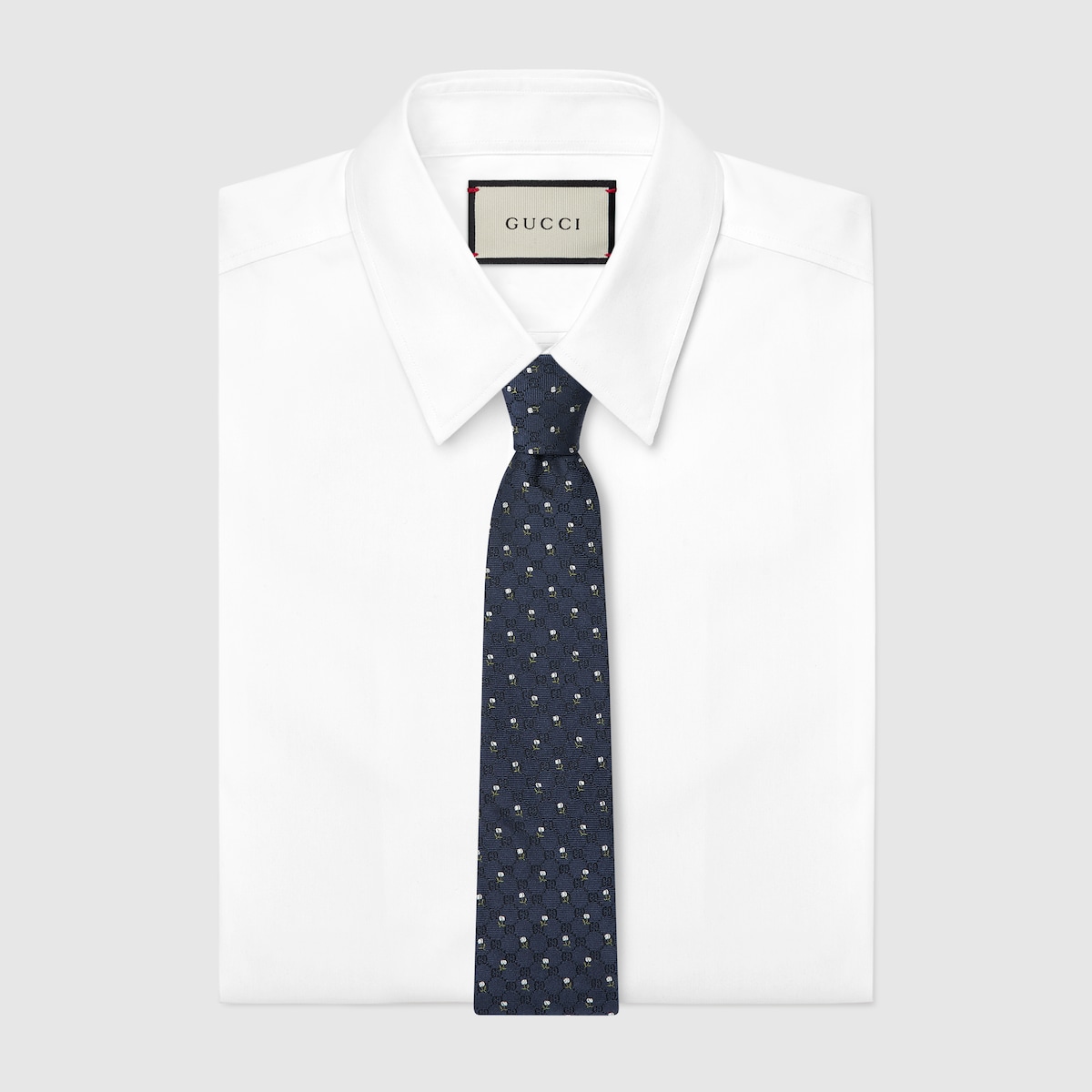 【関税＆送料込み】Gucci Logo-Jacquard Silk Tie Gucci logo silk jacquard tie in light blue and light grey