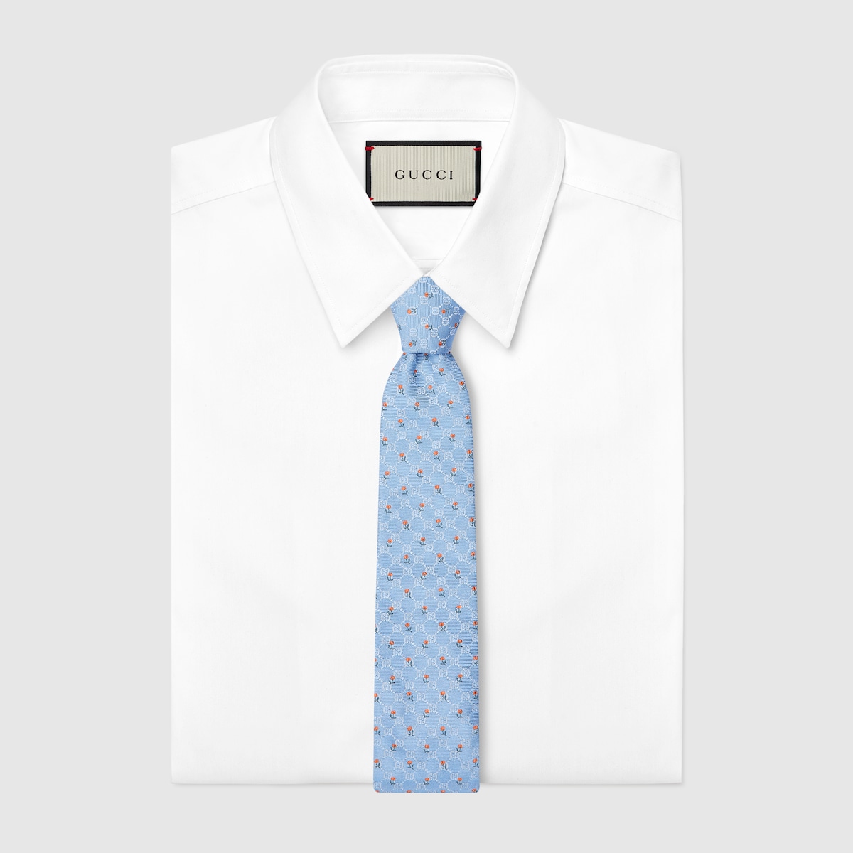GG silk jacquard tie in blue and orange | GUCCI® US