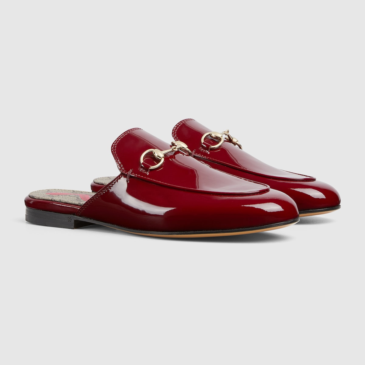 GUCCI ミュール 本革 レッド Women's Princetown slipper in Rosso Ancora patent leather