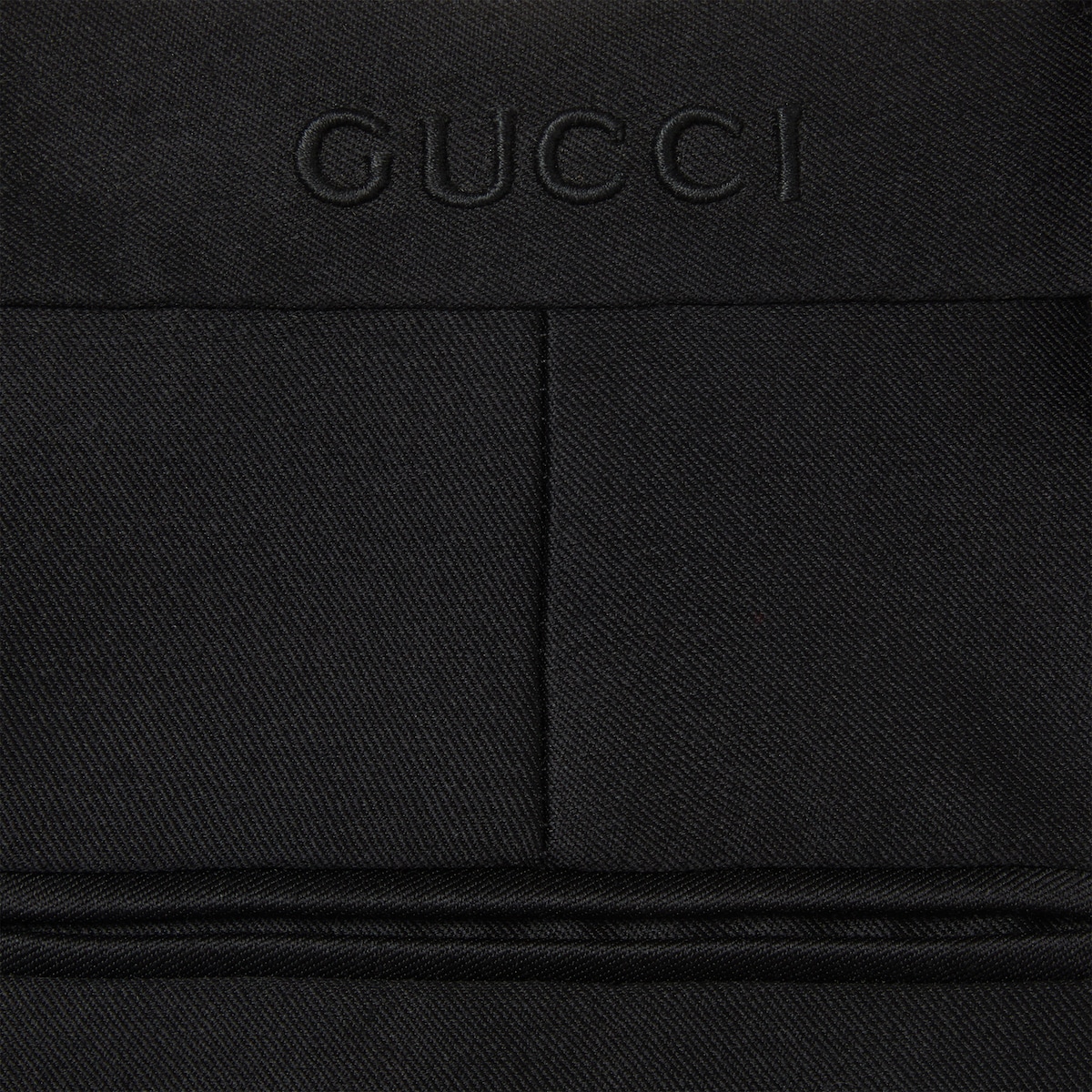 Wool silk gabardine pant with embroidery in black | GUCCI® CA