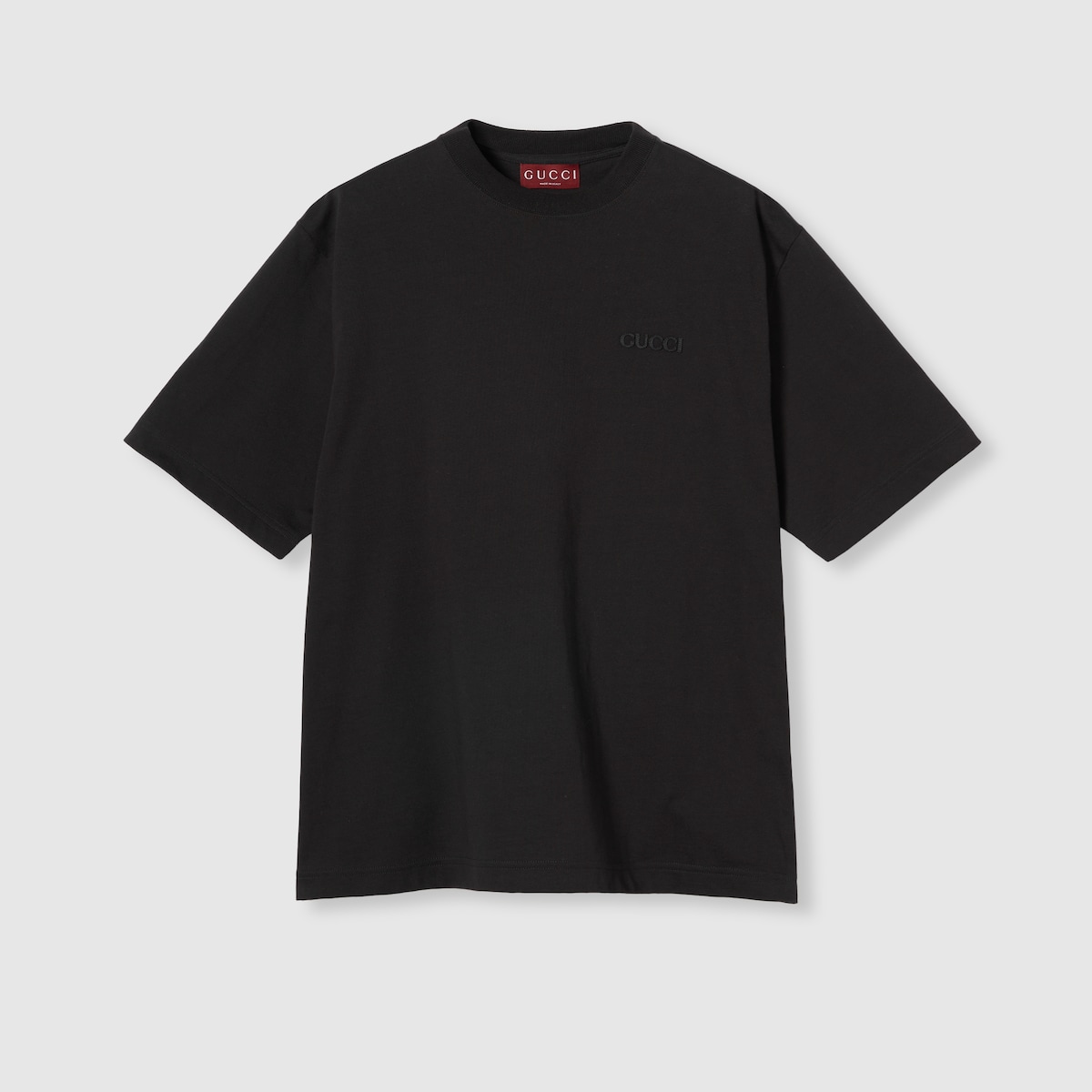 Cotton jersey T shirt with embroidery in black GUCCI UK