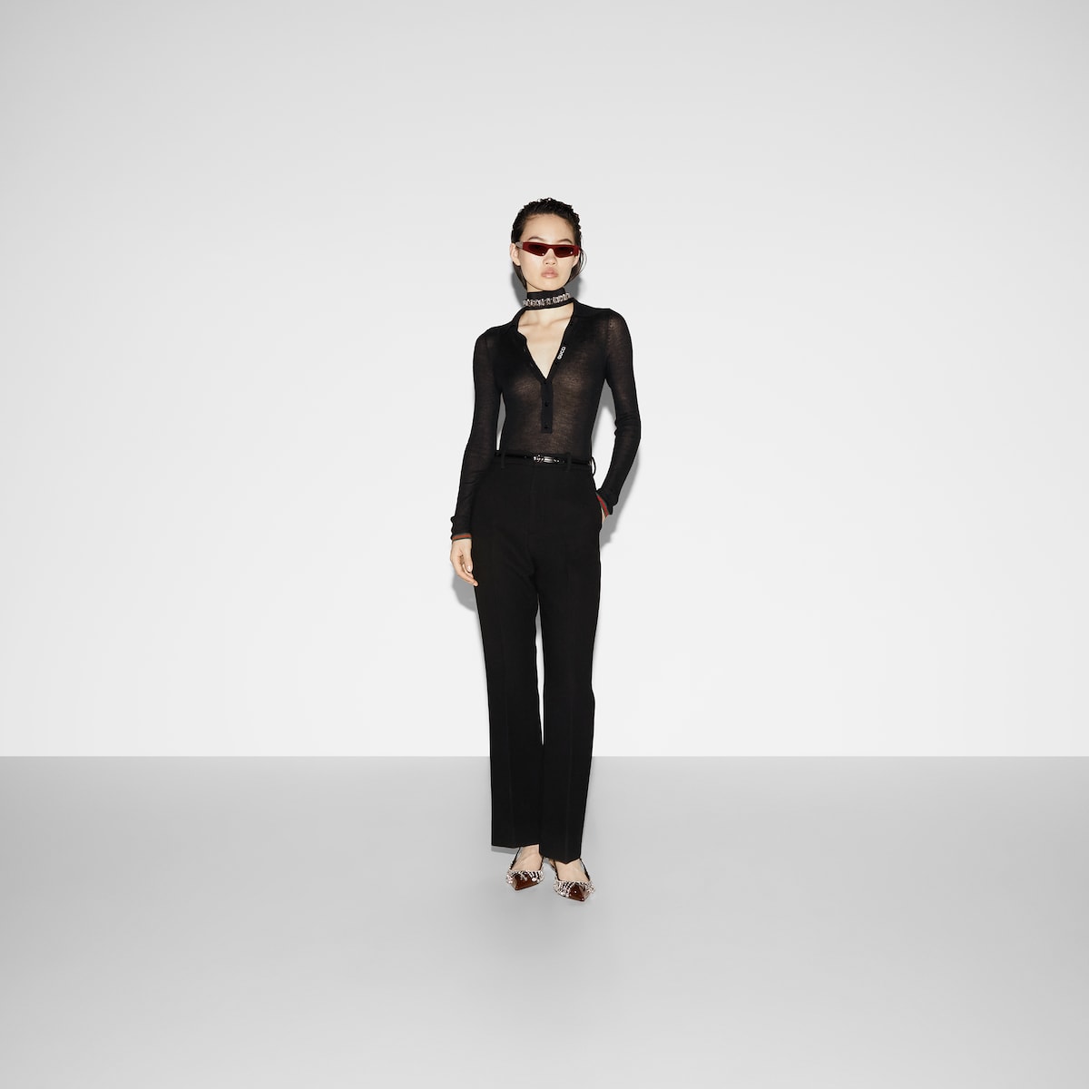 ライトウールクレープ パンツ ・ブラック | GUCCI公式