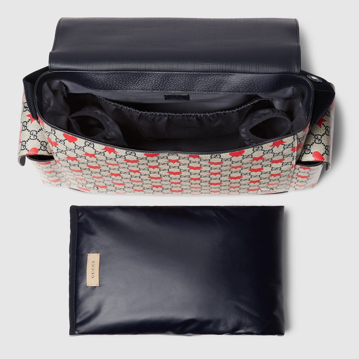 Large changing bag in beige and blue