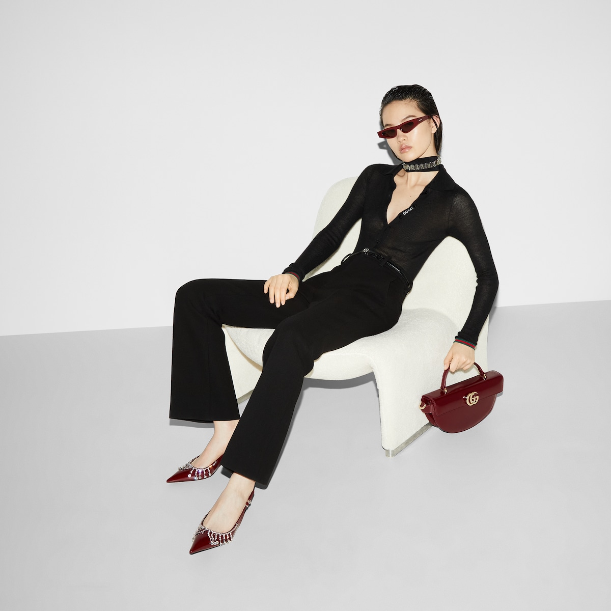 Light wool crêpe pant in black | GUCCI® SG