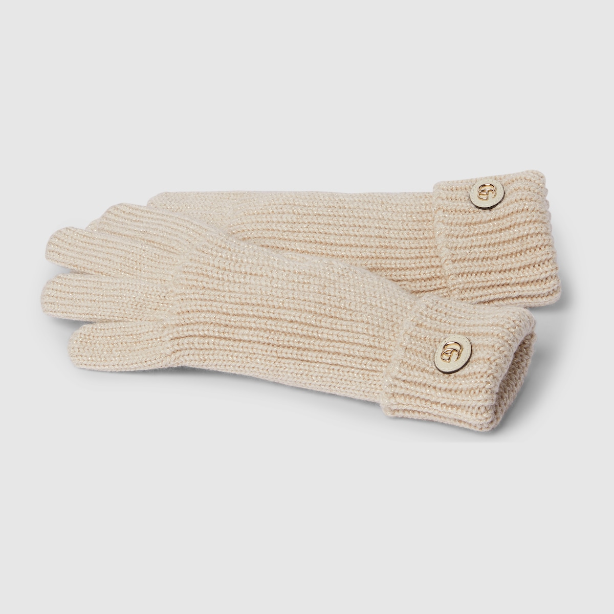 Rib knit wool viscose lamé gloves in ivory GUCCI® Canada