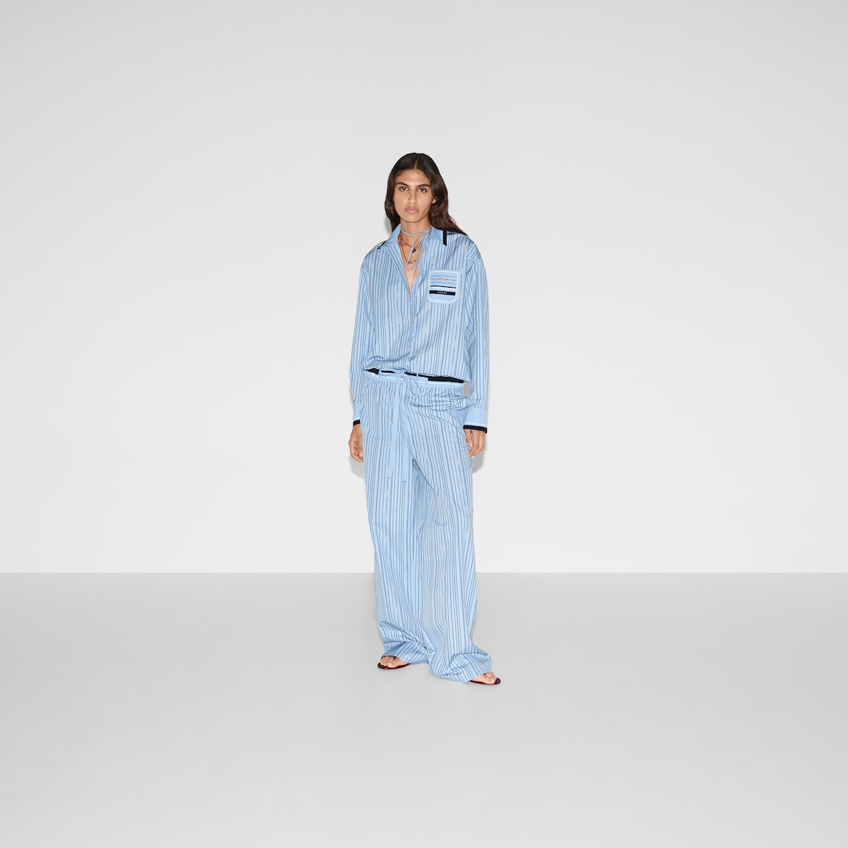 Printed cotton poplin pants