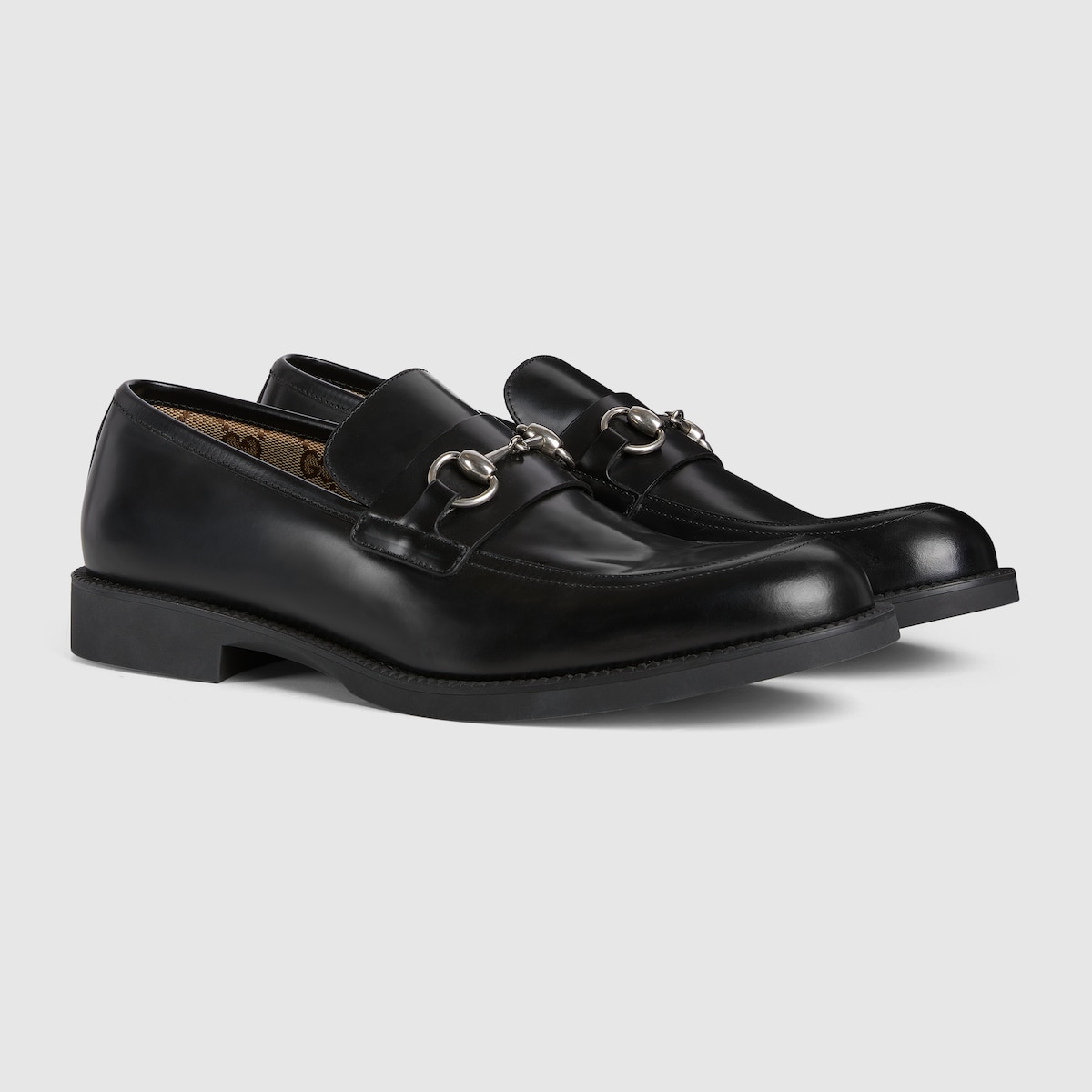 GUCCI メンズ　ネイビー レザー　ローファー　ホースビット　正規品 グッチ GUCCI ラバーホースビットローファー シューズ ネイビー
