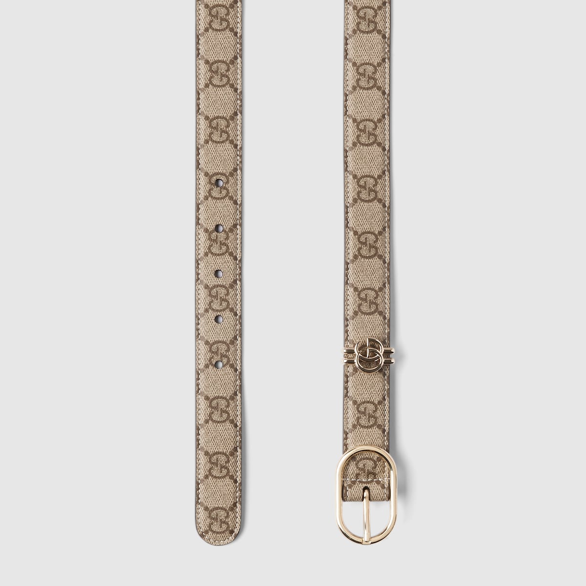 GG柄　GUCCIベルト　75•35 レディース GG belt with oval buckle in beige and dark brown fabric