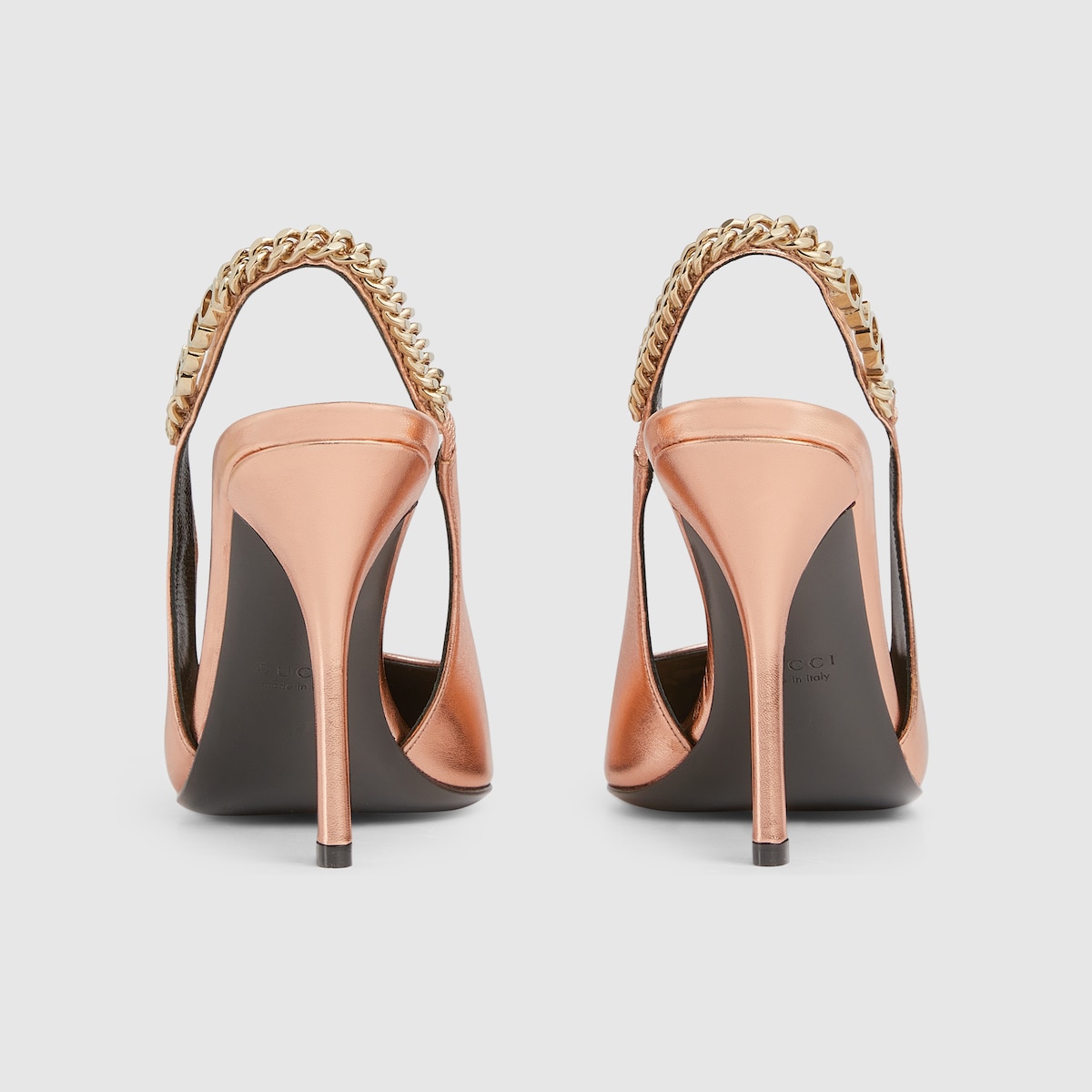 Gucci Signoria slingback pump in metallic copper leather