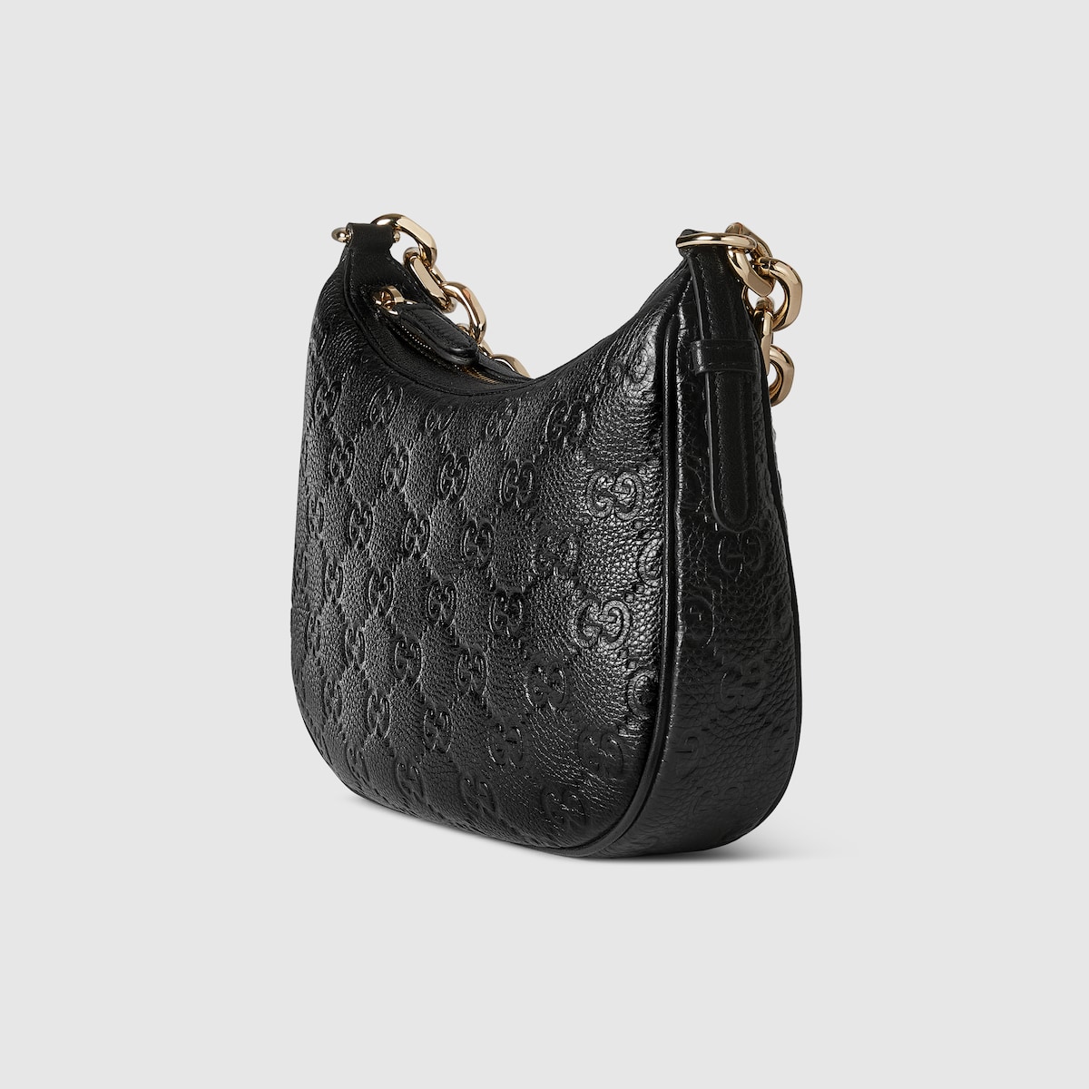 GG Emblem medium shoulder bag in black GG leather | GUCCI® US