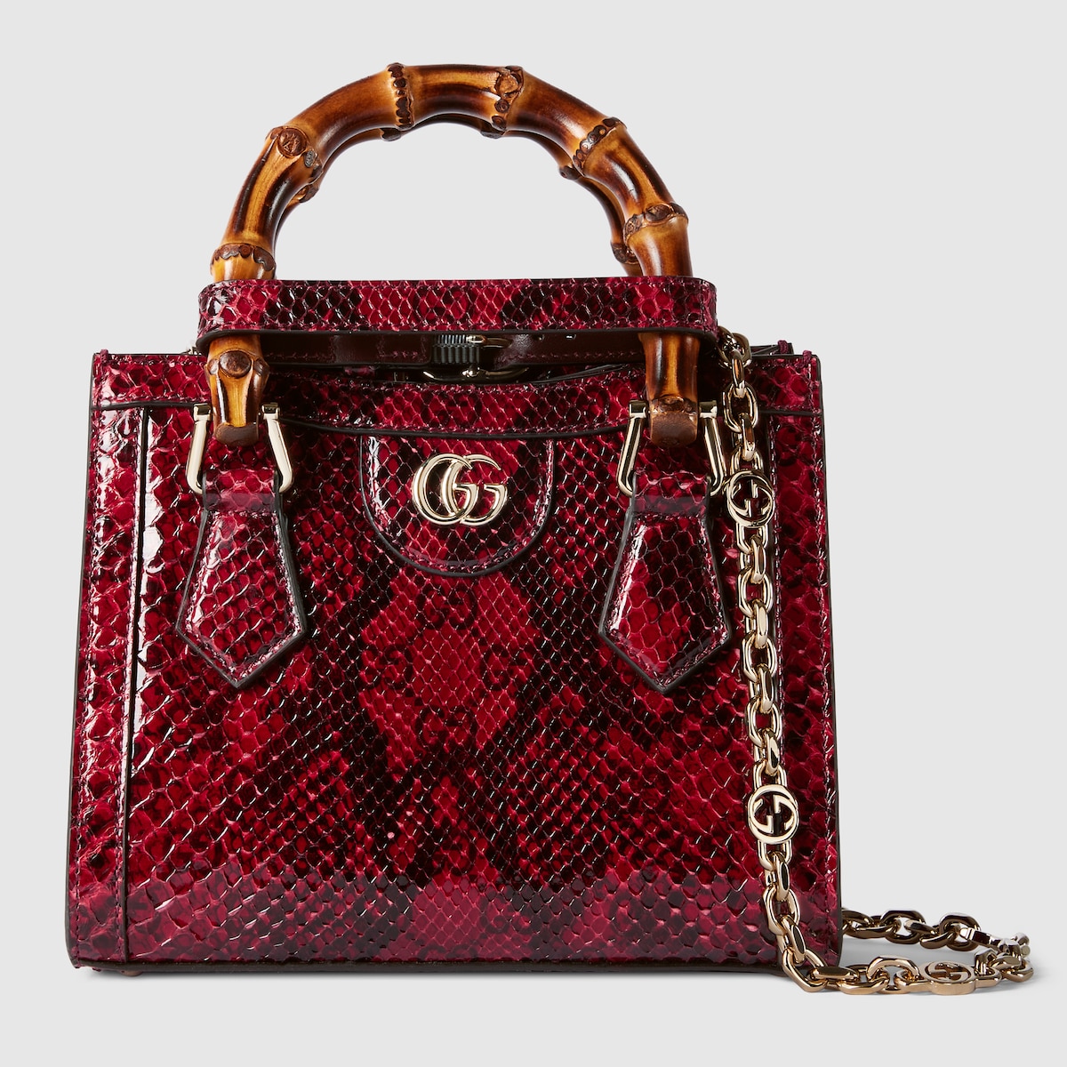 Gucci Diana mini python tote bag in Rosso Ancora red | GUCCI® GR