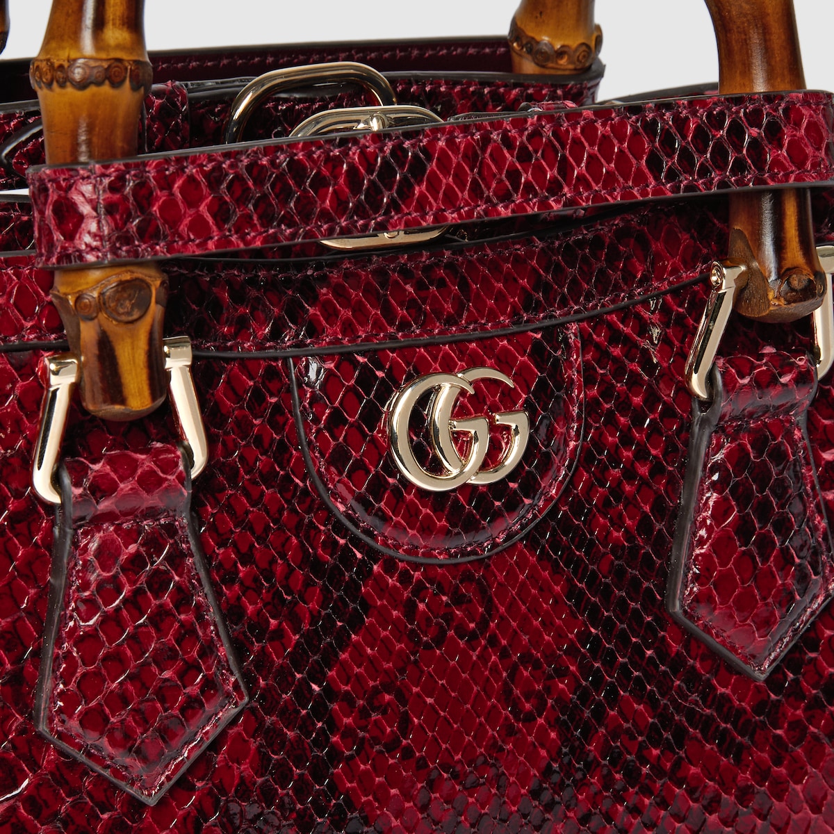 Gucci Diana mini python tote bag in Rosso Ancora red | GUCCI® GR