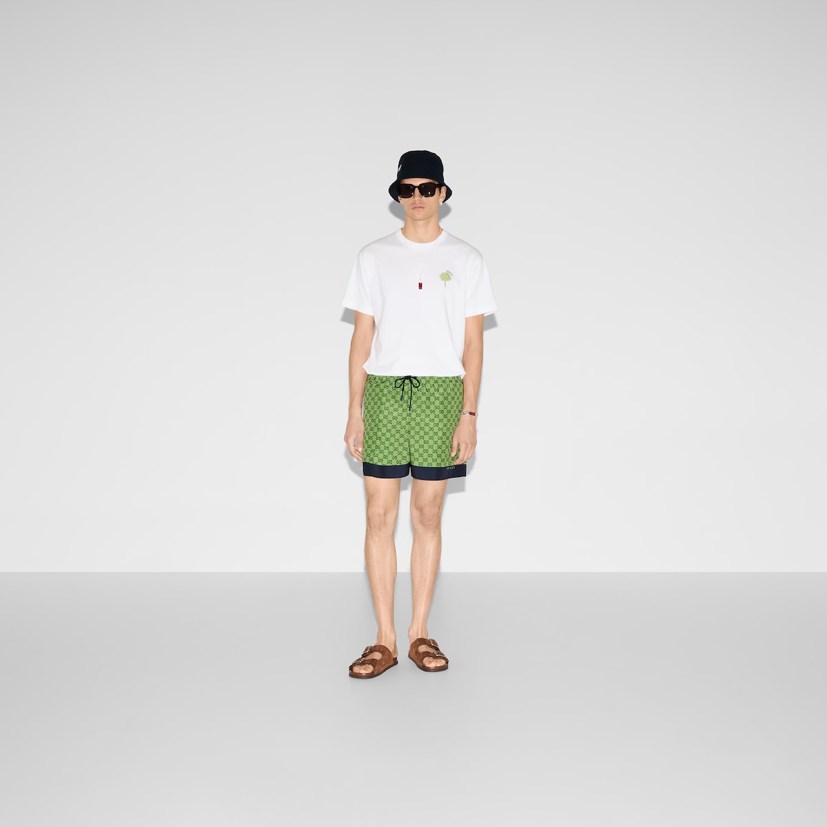 Printed poplin tech swim shorts