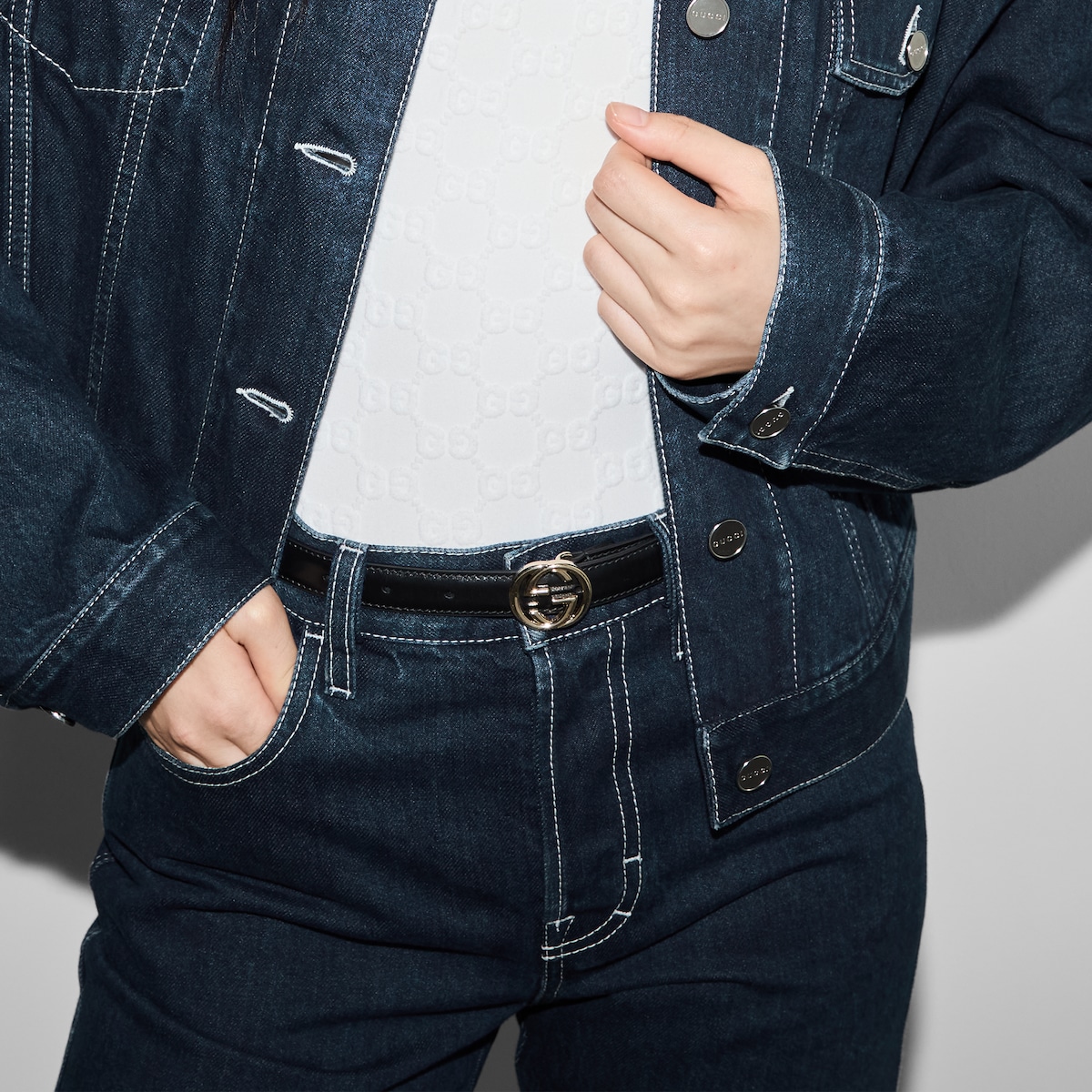 Belt with Interlocking G buckle