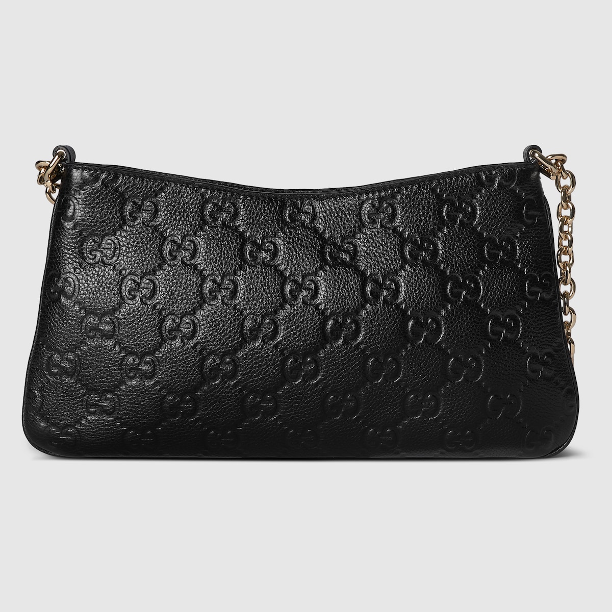 GG Emblem medium shoulder bag in black leather | GUCCI® US