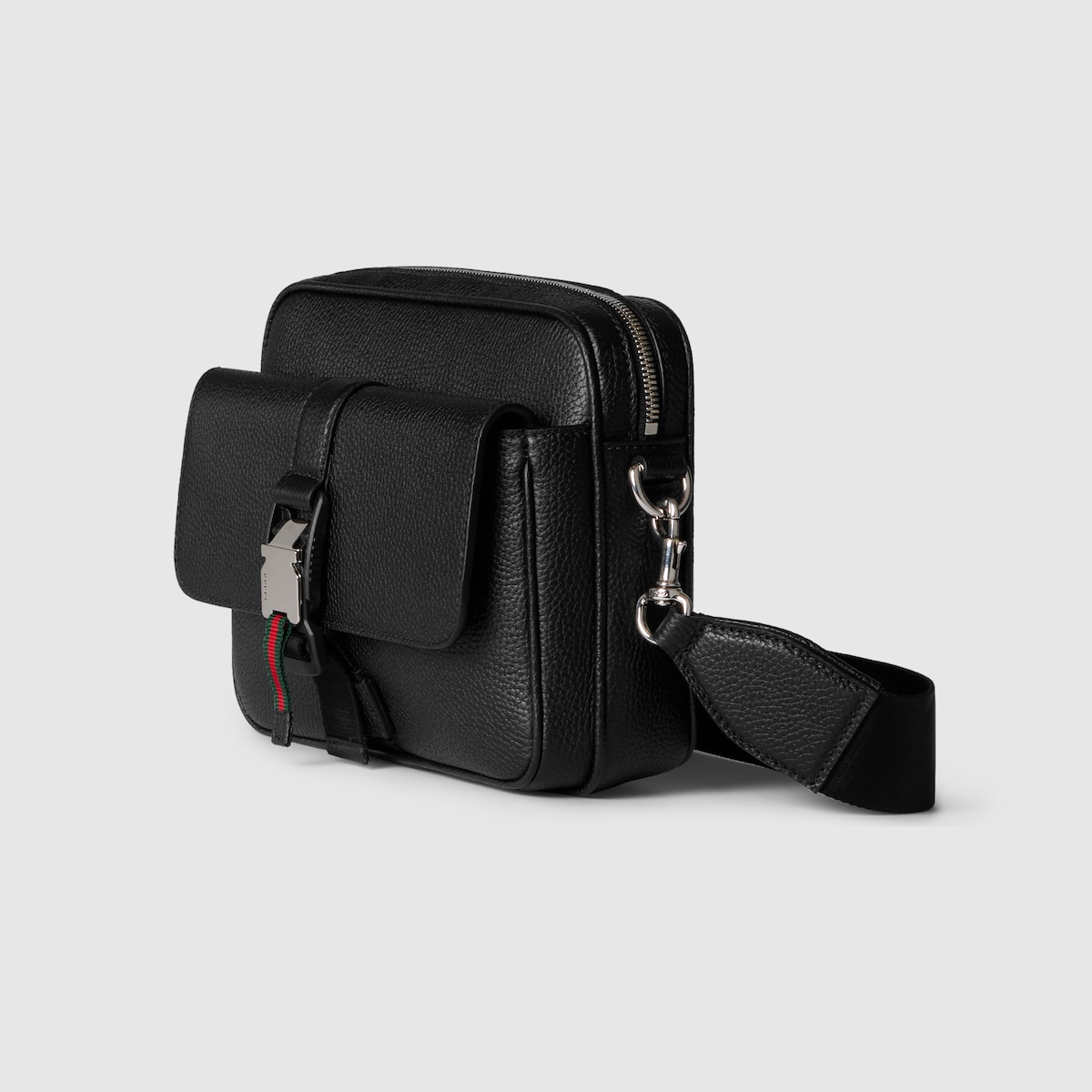 Small crossbody bag with Web in black leather GUCCI TR