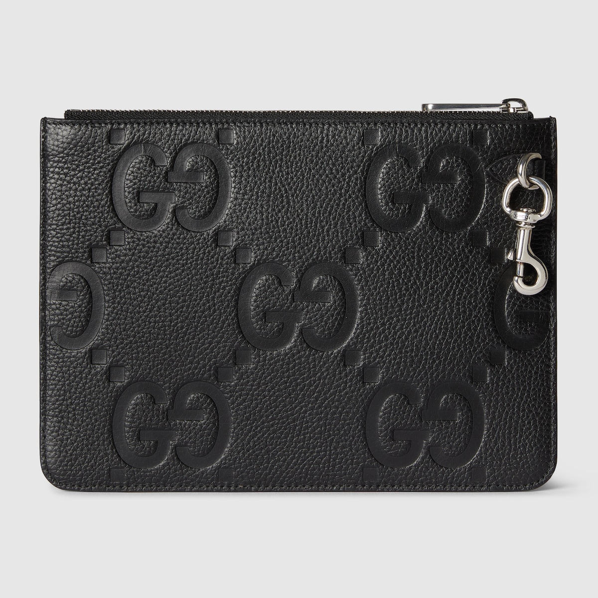 GG jumbo small pouch in black leather | GUCCI® US