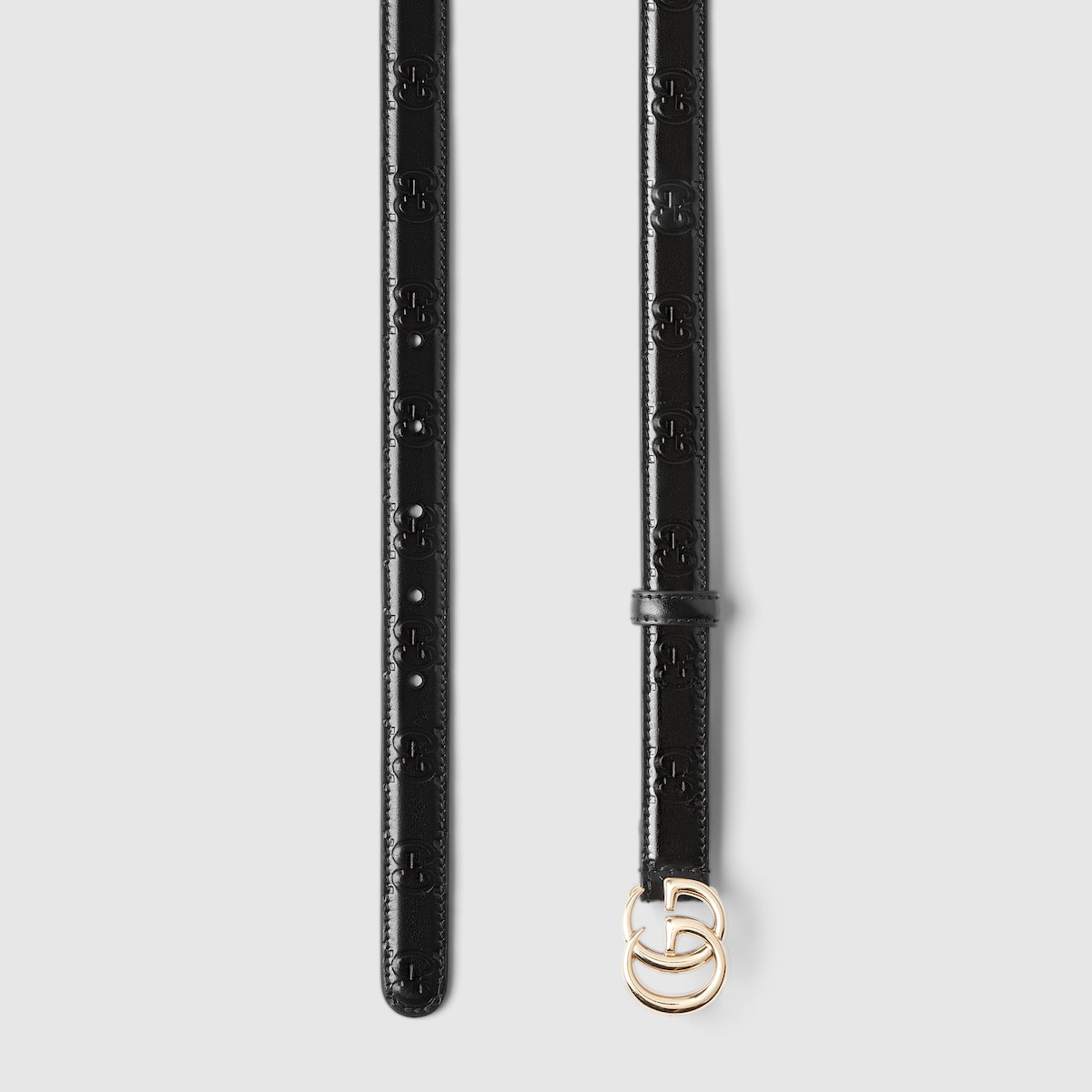 ダブルG スリムベルト ・ブラック レザー | GUCCI公式
