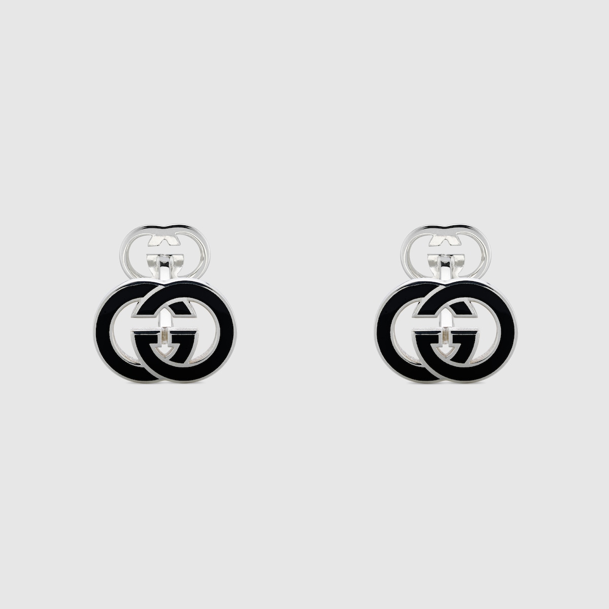 Gucci Interlocking enamel cufflinks in 925 sterling silver | GUCCI® US