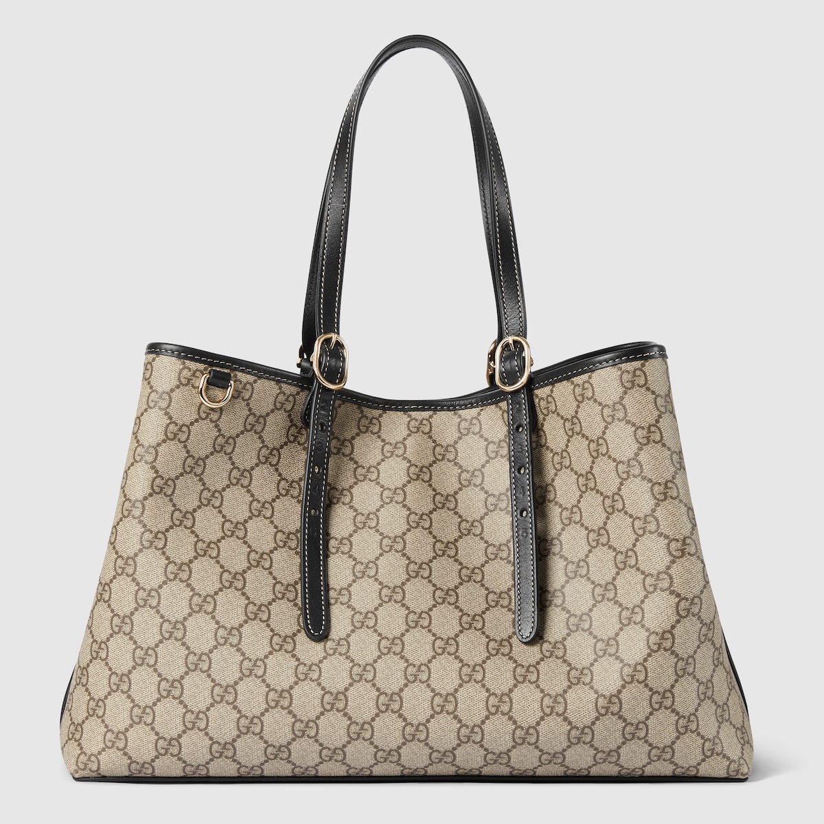 GG Emblem large tote bag in beige and dark brown fabric | GUCCI® FR