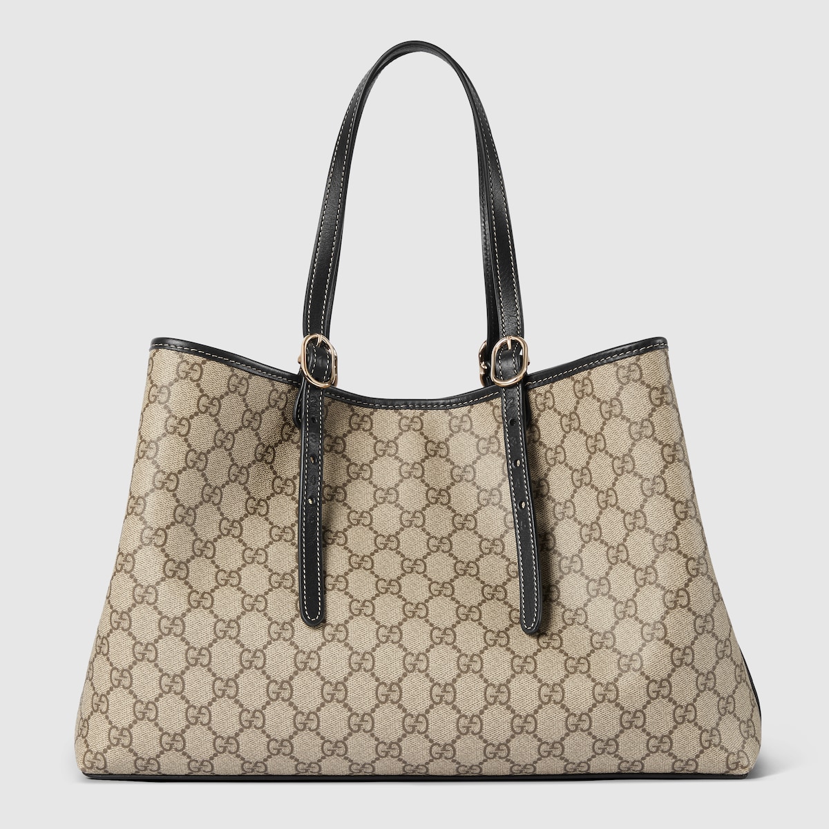 GG Emblem large tote bag in beige and brown GG fabric | GUCCI® US