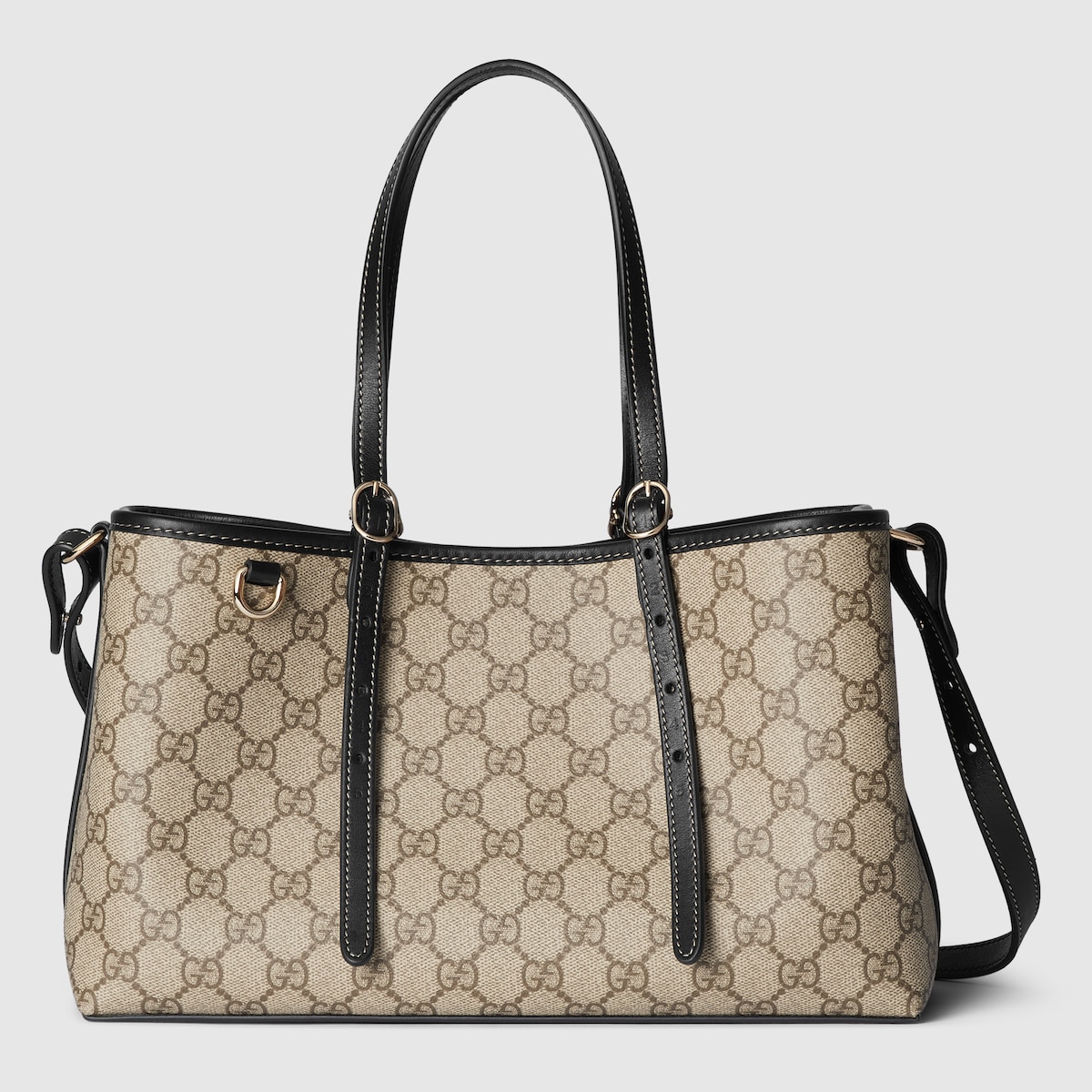 GG Emblem small tote bag in beige and dark brown fabric | GUCCI® US