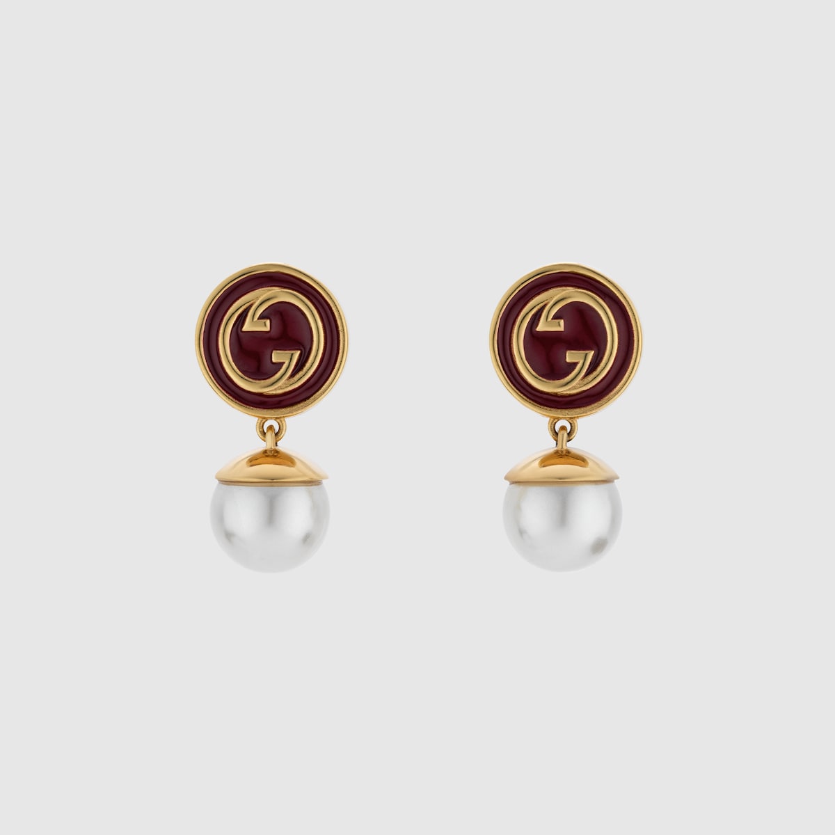 Gucci Blondie pearl drop earrings in yellow gold-toned metal