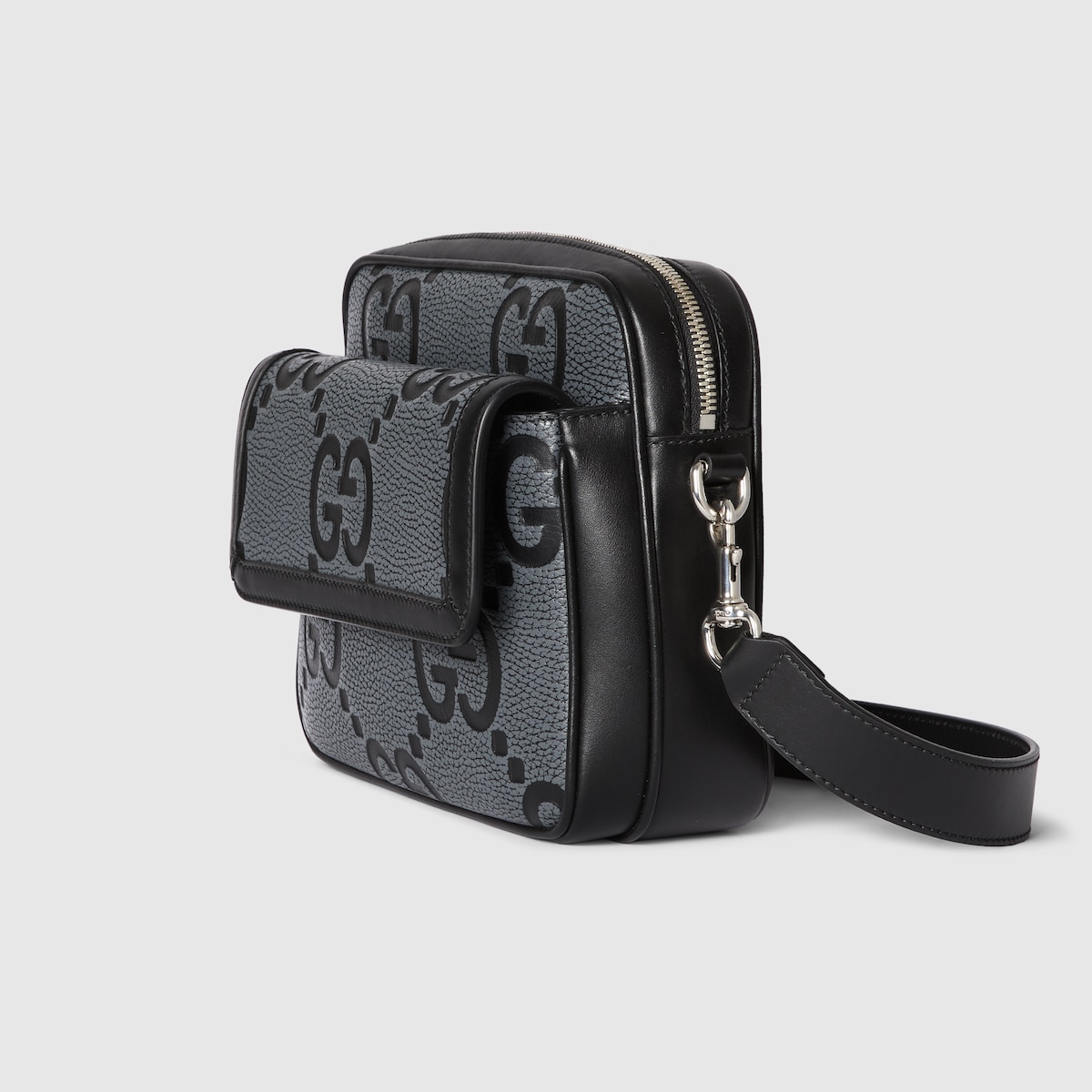 美品★GUCCI ジャンボ GG スモール メッセンジャーバッグ ジャンボ GG スモール メッセンジャーバッグ ・ブラック レザー