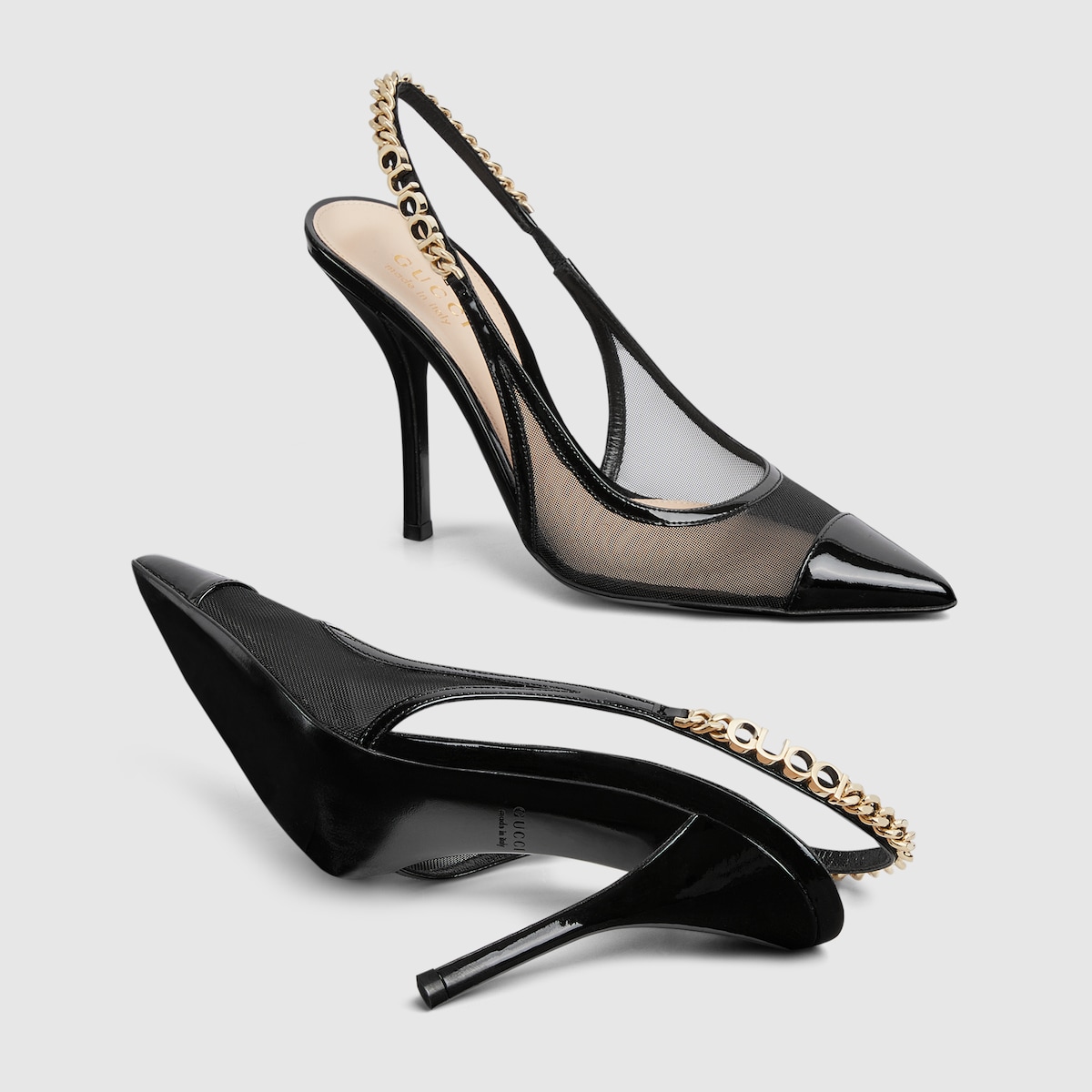 【SS25*日本未入荷】`Signoria` Slingback Pumps Gucci Signoria slingback pump in black mesh | GUCCI® US