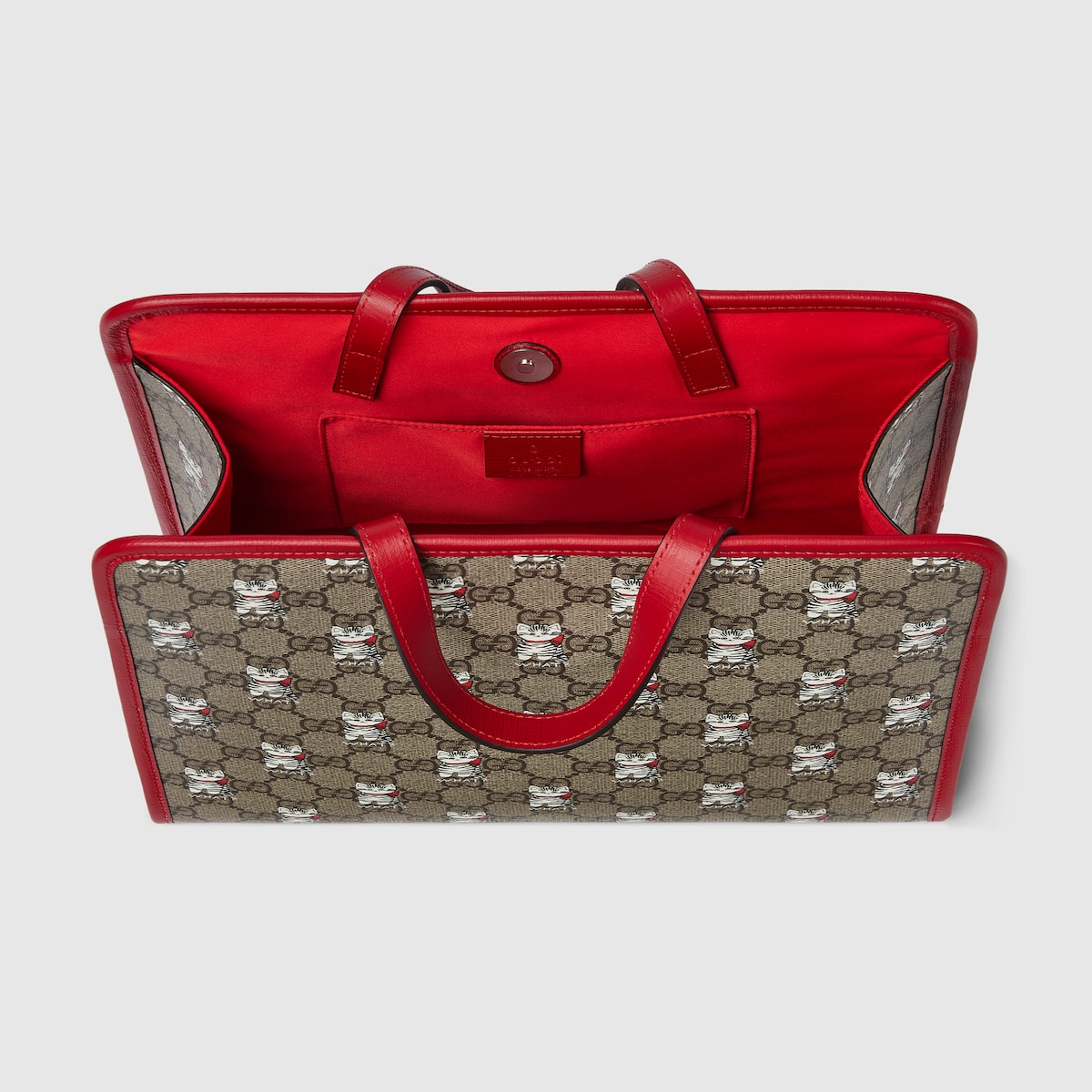 GUCCI チルドレンズ GG トートハンドバック(赤) チルドレンズ〕GG プリント トートバッグ ・ベージュ＆ダーク