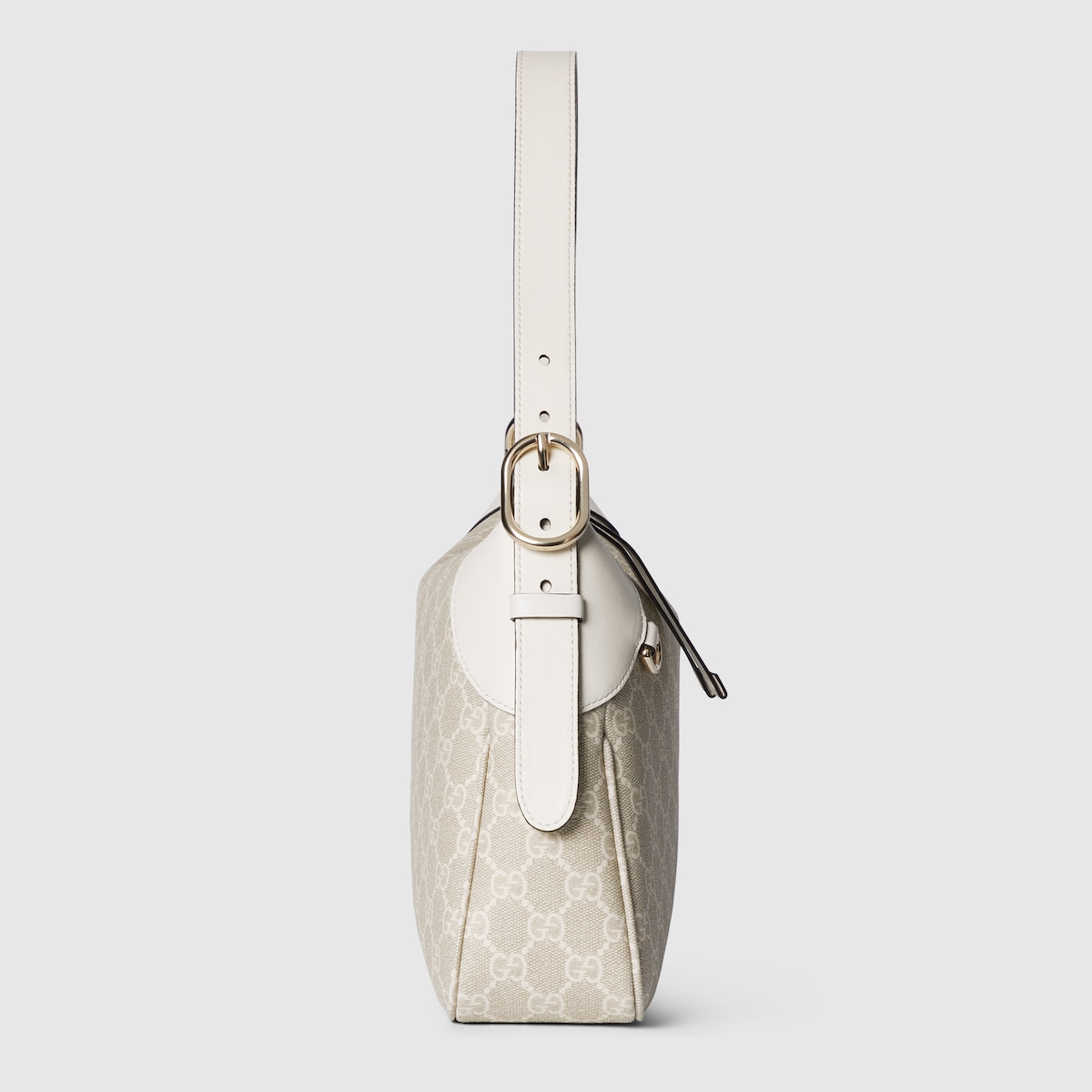 GG Emblem medium shoulder bag in beige and white fabric