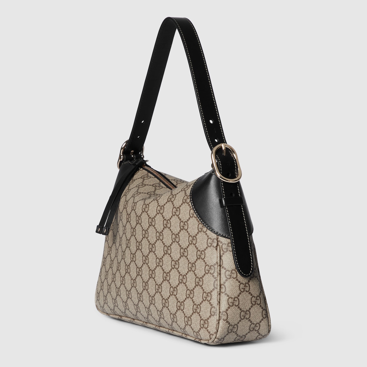 トートバッグ MEDIUM GG EMBLEM SHOPPING BAG GG Emblem medium tote bag in beige and dark brown fabric