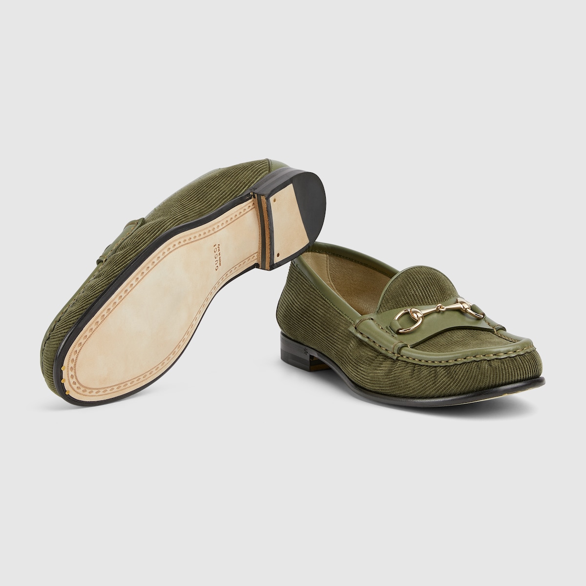 Women s Horsebit 1953 loafer in dark green rib corduroy GUCCI Canada