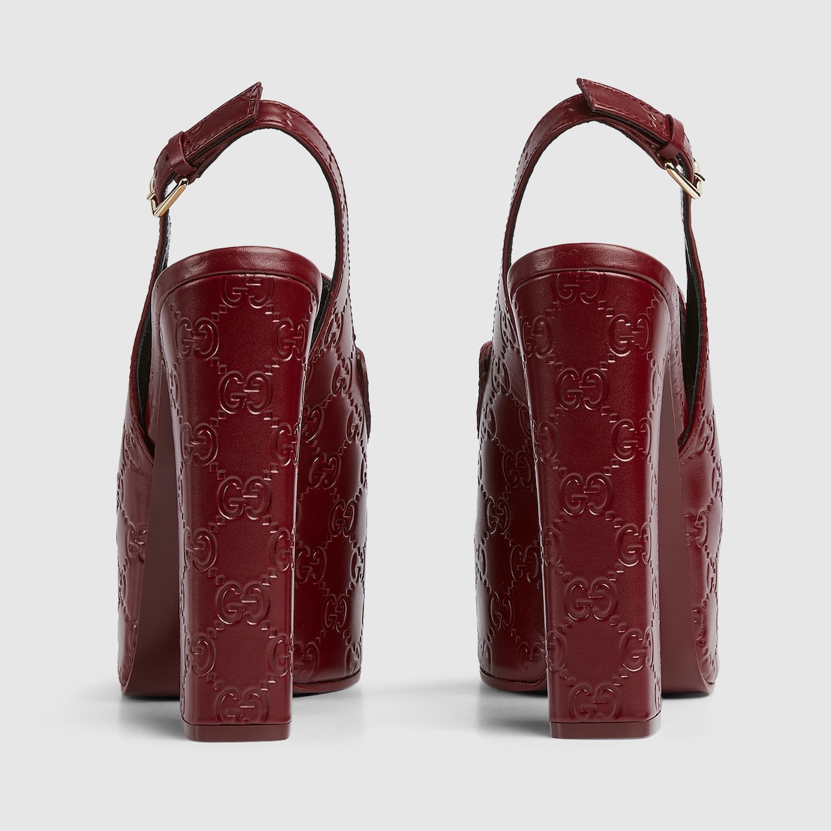 Women's Horsebit platform loafer slingback in Rosso Ancora red GG leather |  GUCCI® US