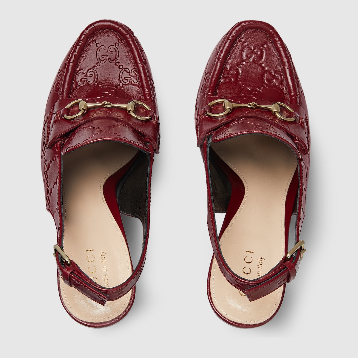Women's Horsebit platform loafer slingback in Rosso Ancora