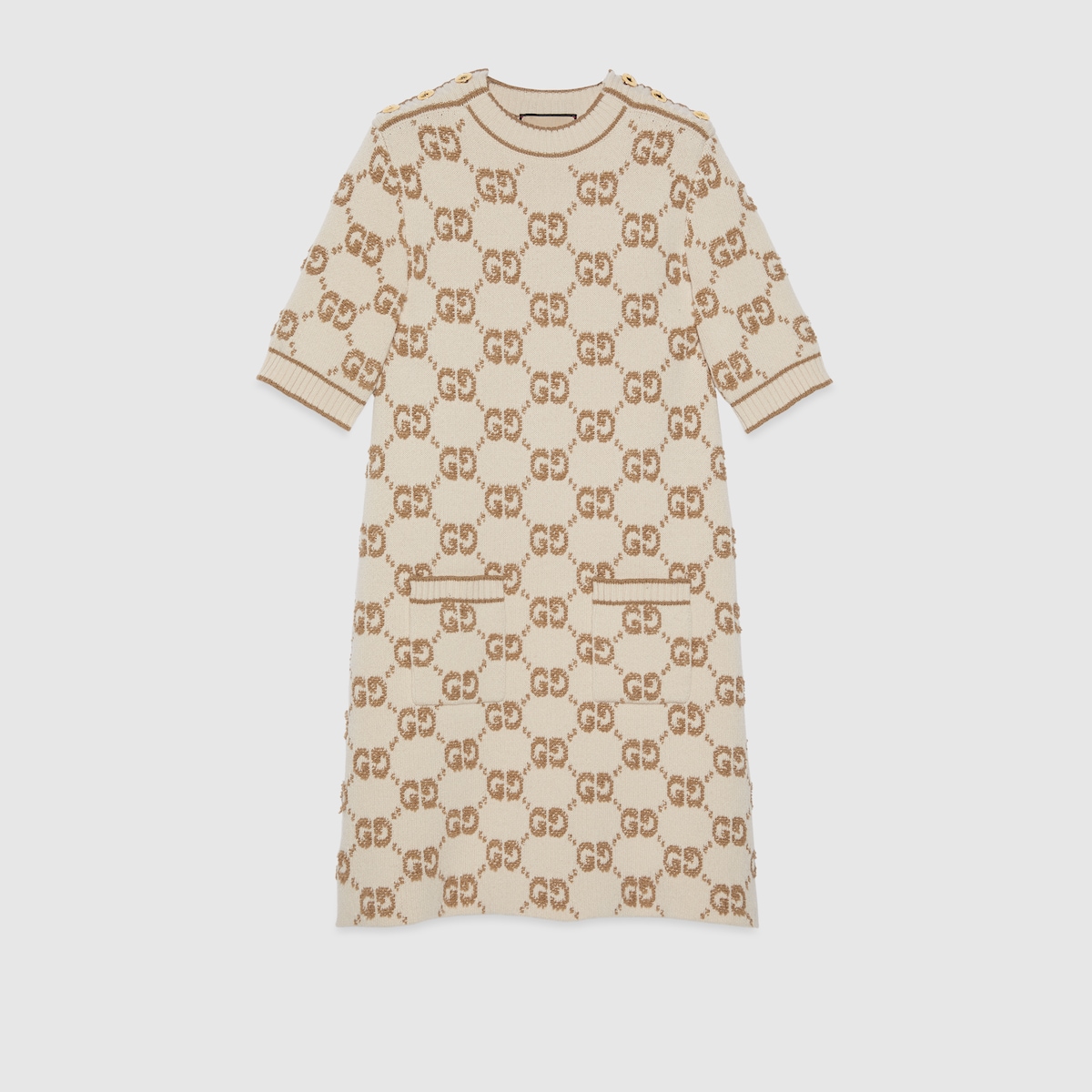 ワンピース Gucci Abito In Lana Boucle Abito in jacquard e lana bouclé GG in avorio e cammello