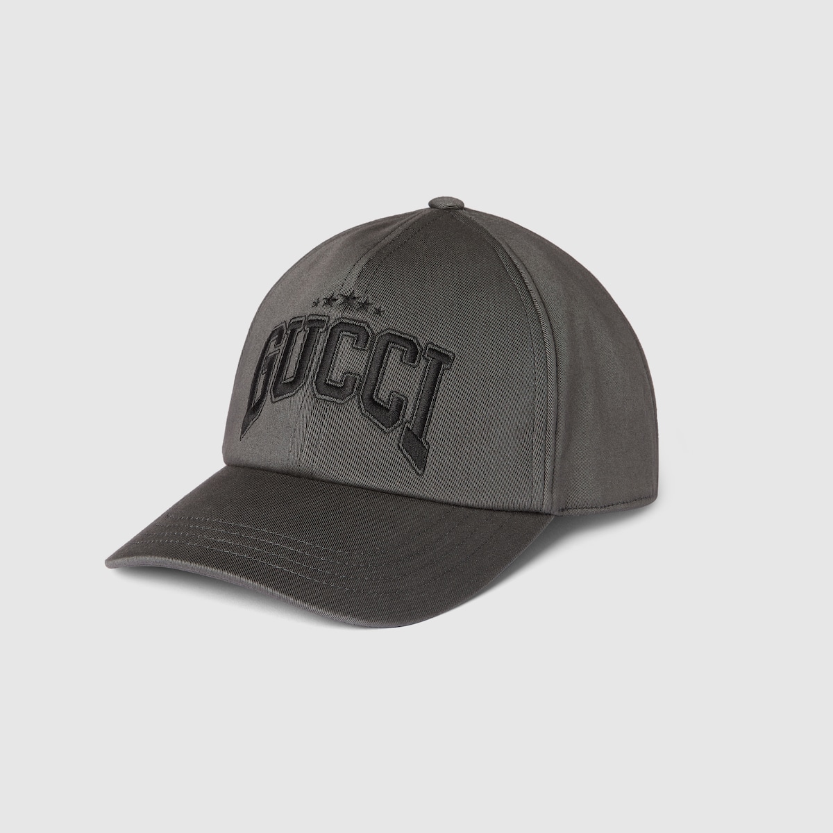 Embroidered cotton baseball hat in grey | GUCCI® SI