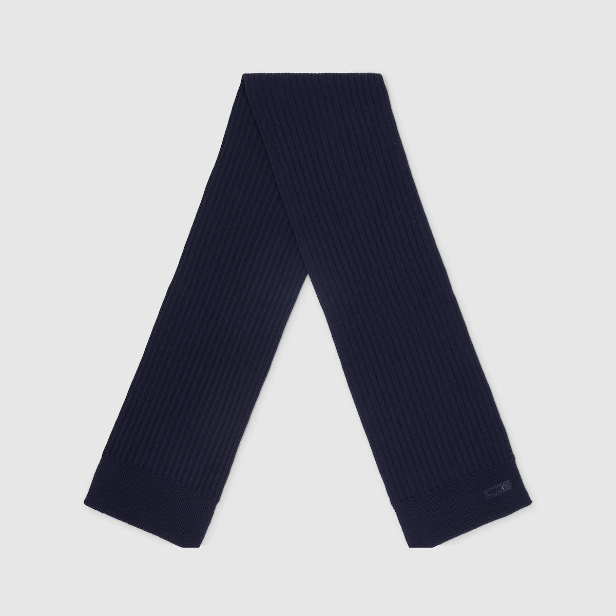 Knit wool scarf with logo in black - thumbnail 6
