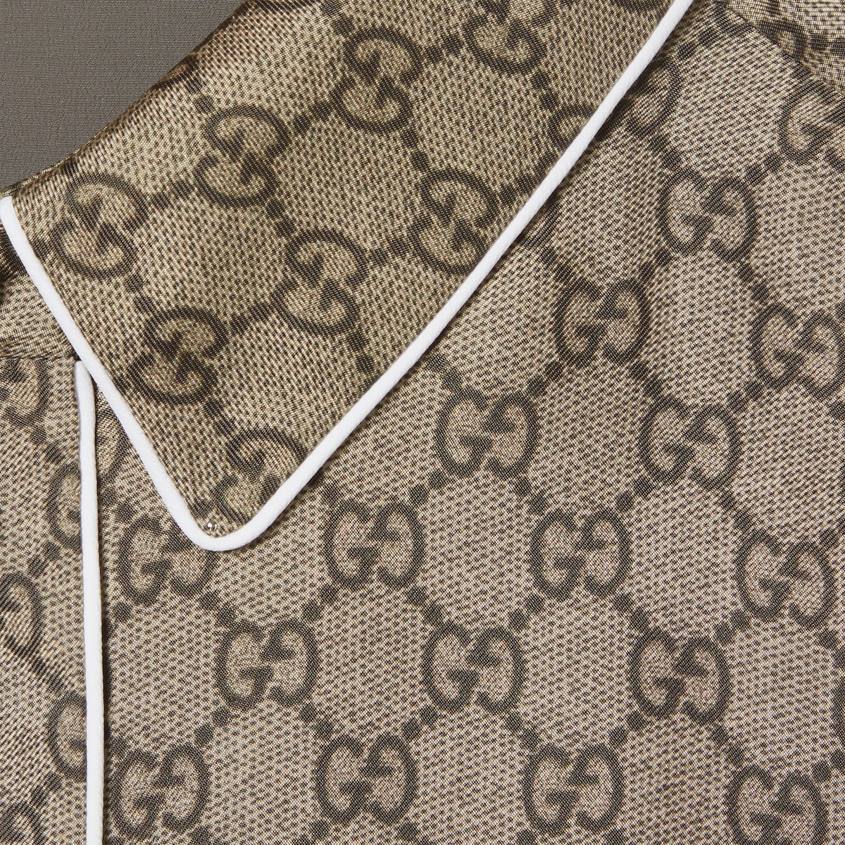 GG silk twill dress in camel