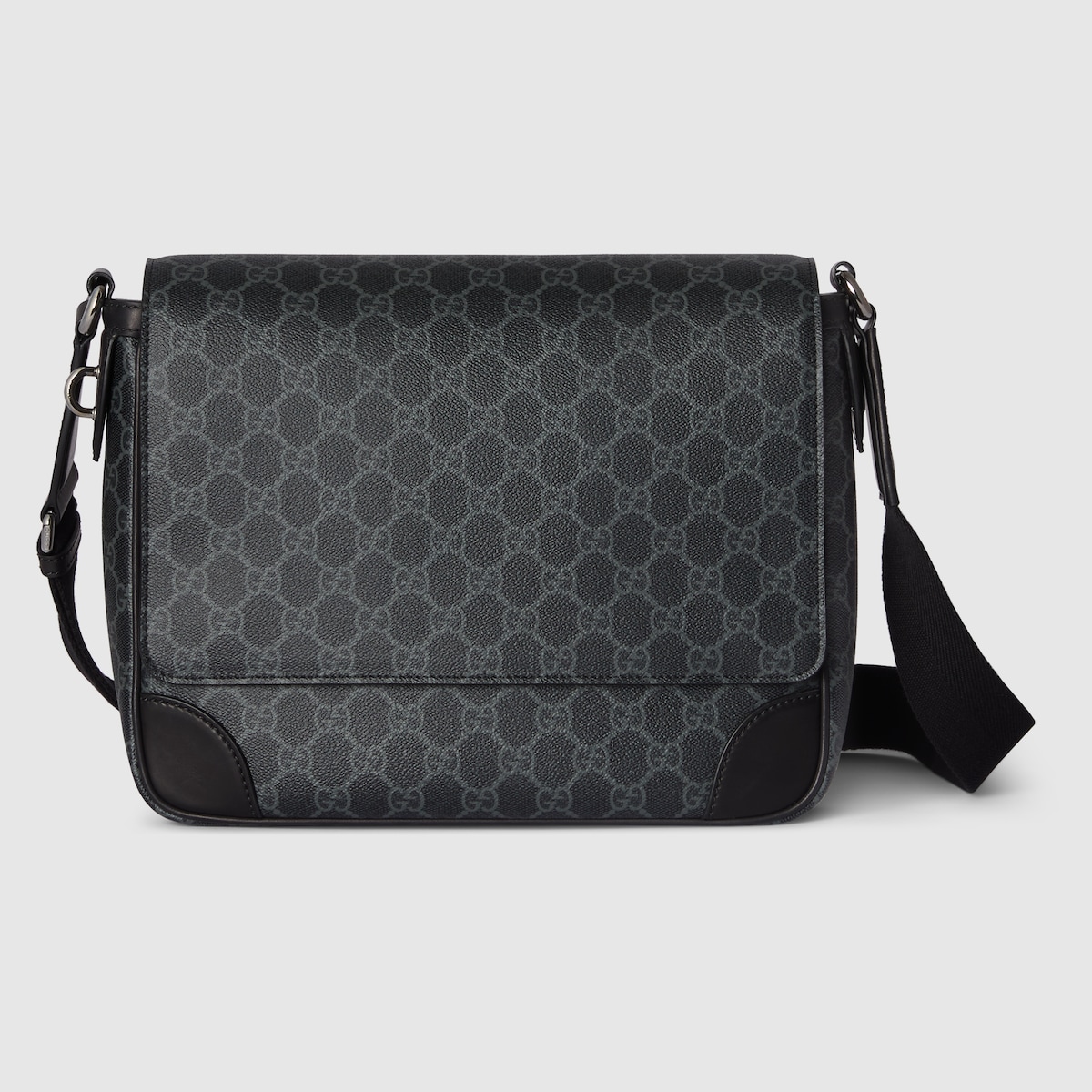 GG Emblem medium crossbody bag in black fabric | GUCCI® US