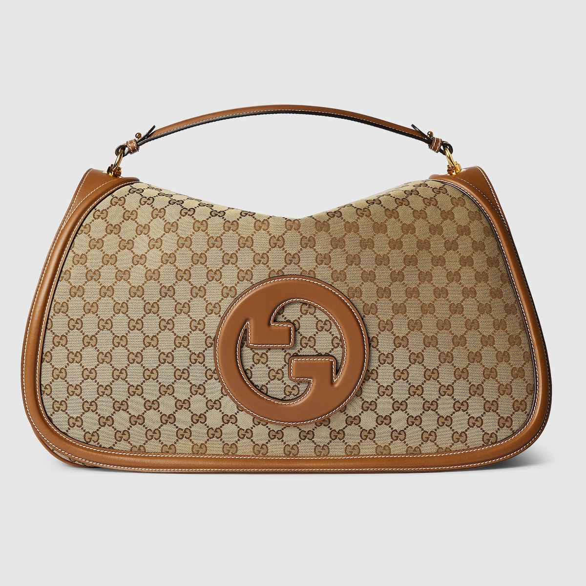 Gucci Blondie maxi top handle bag in beige and dark brown GG