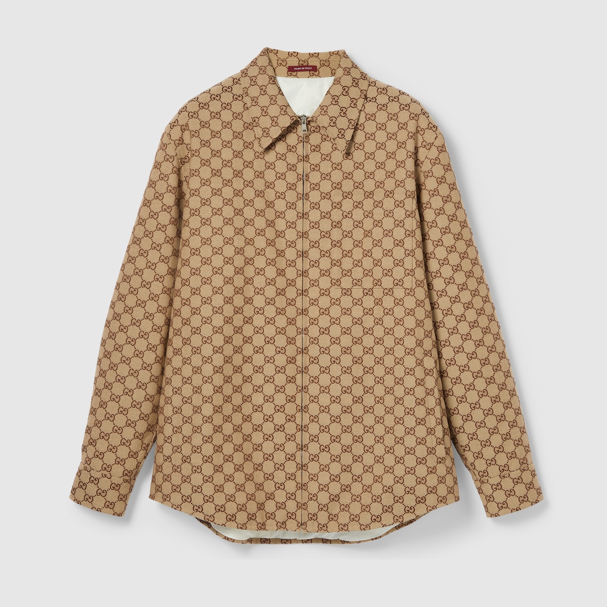 GGキャンバス オーバーシャツキャメル＆ダークブラウン | GUCCI公式