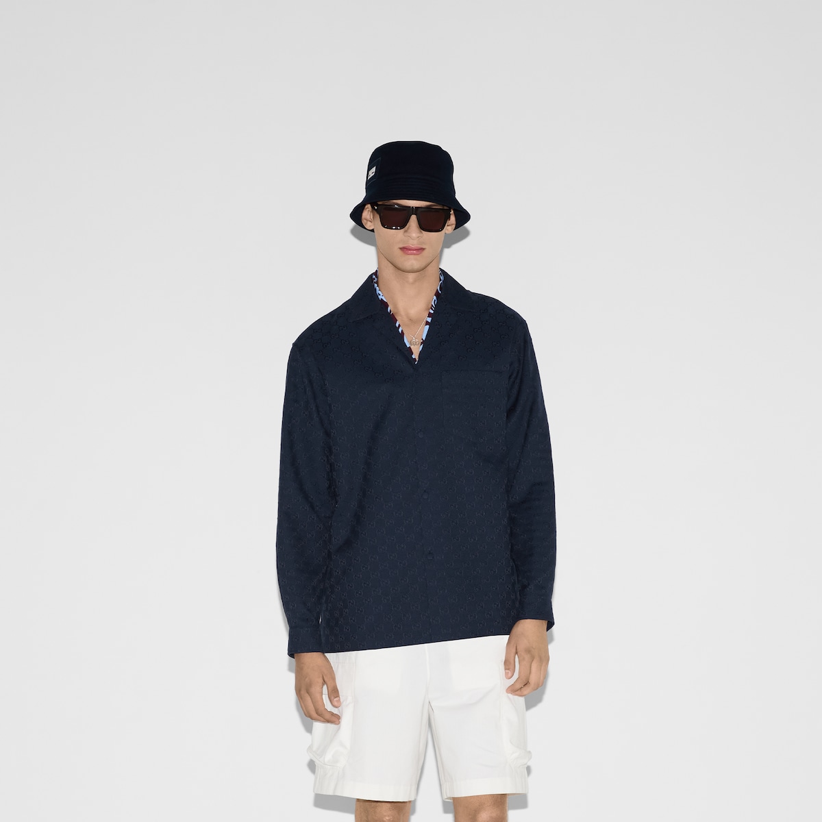 GG canvas shirt in dark blue | GUCCI® US