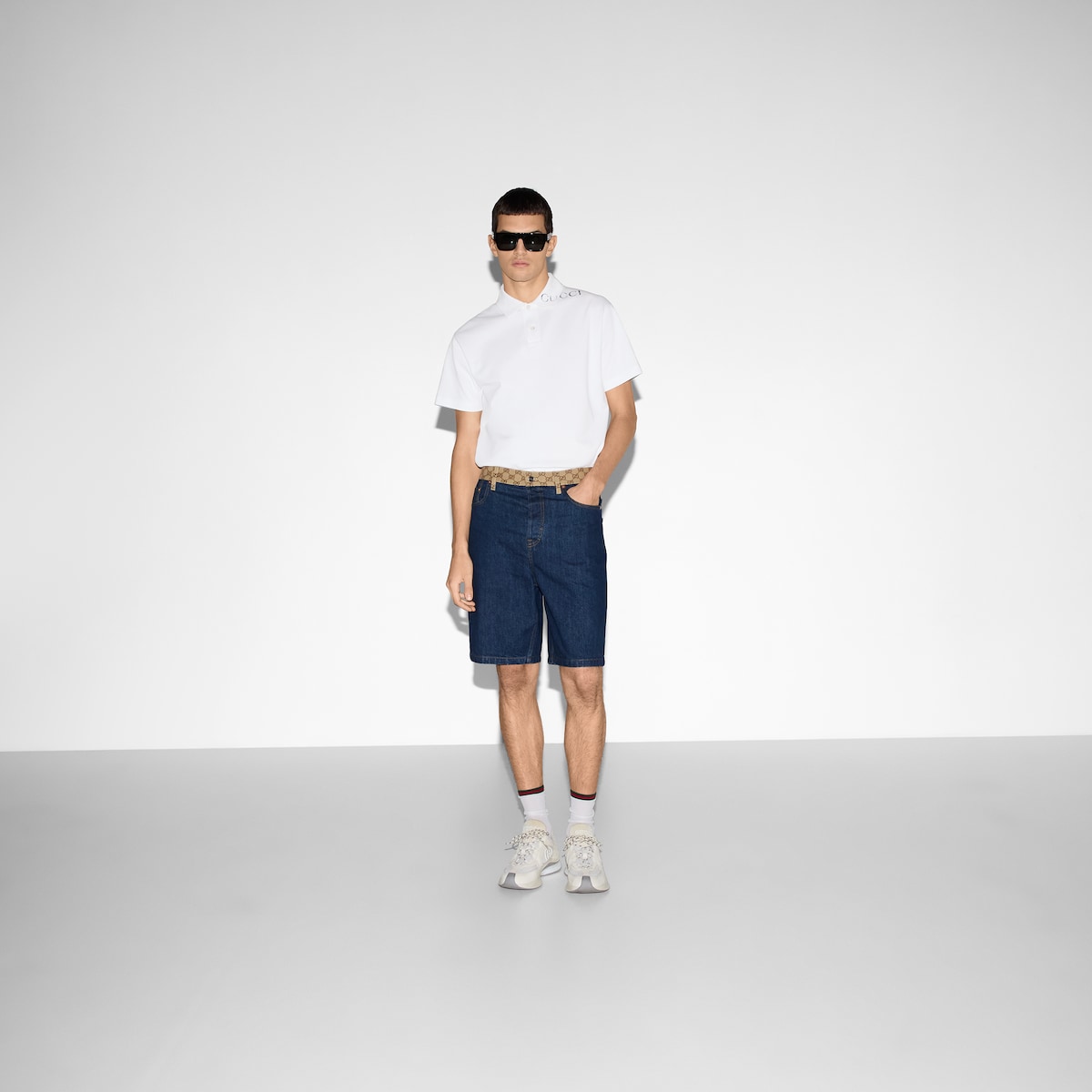 googooページ Children's cotton dress with Web in bright blue | GUCCI® US