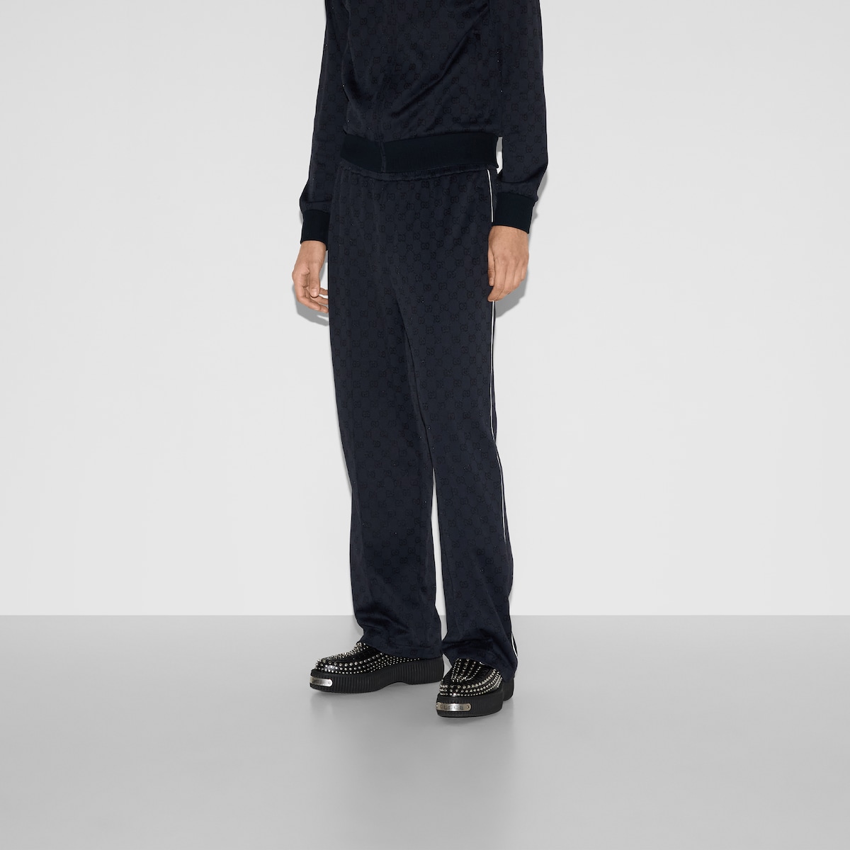 GG nylon and jersey pant in navy | GUCCI® US
