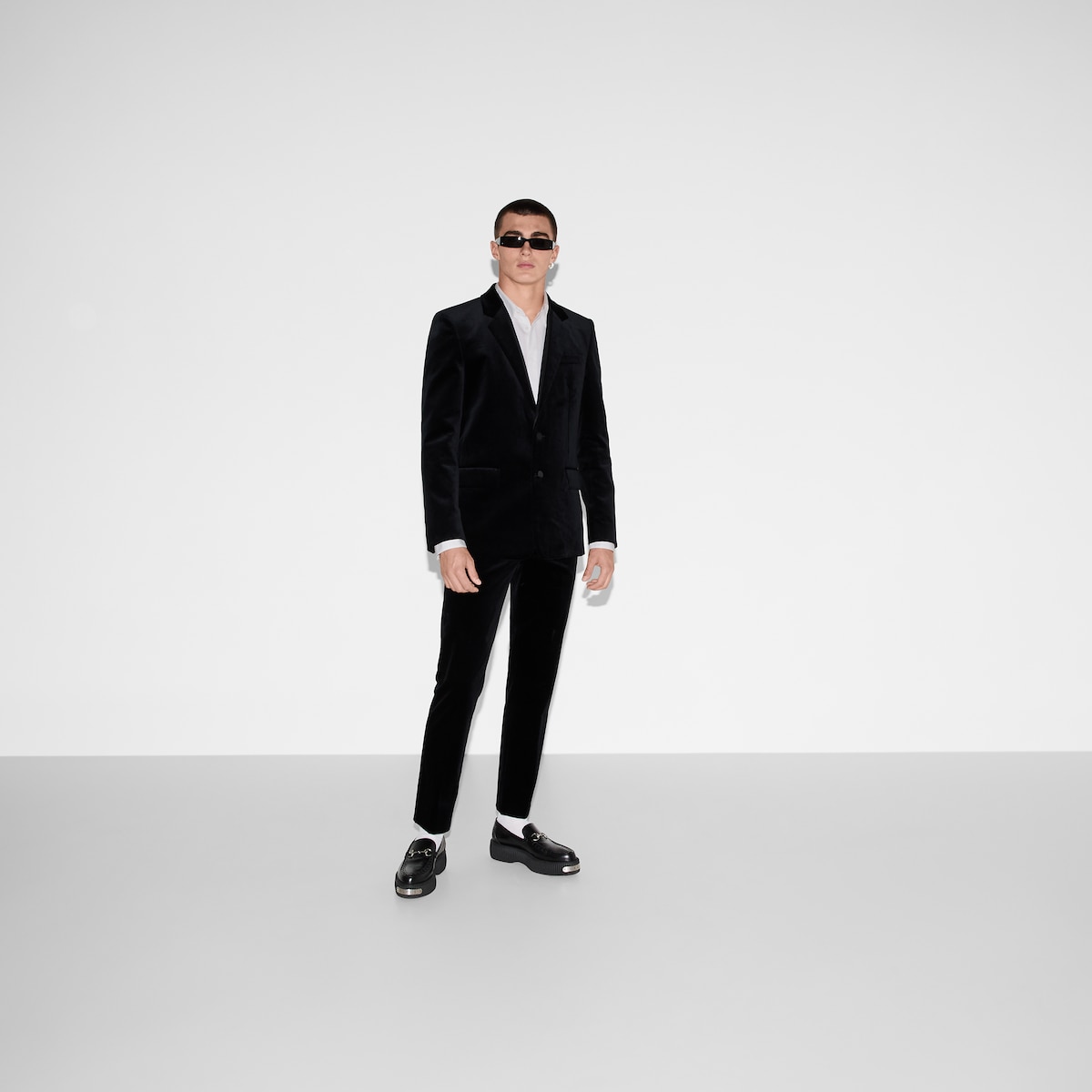 Stretch velvet tuxedo in black | GUCCI® US