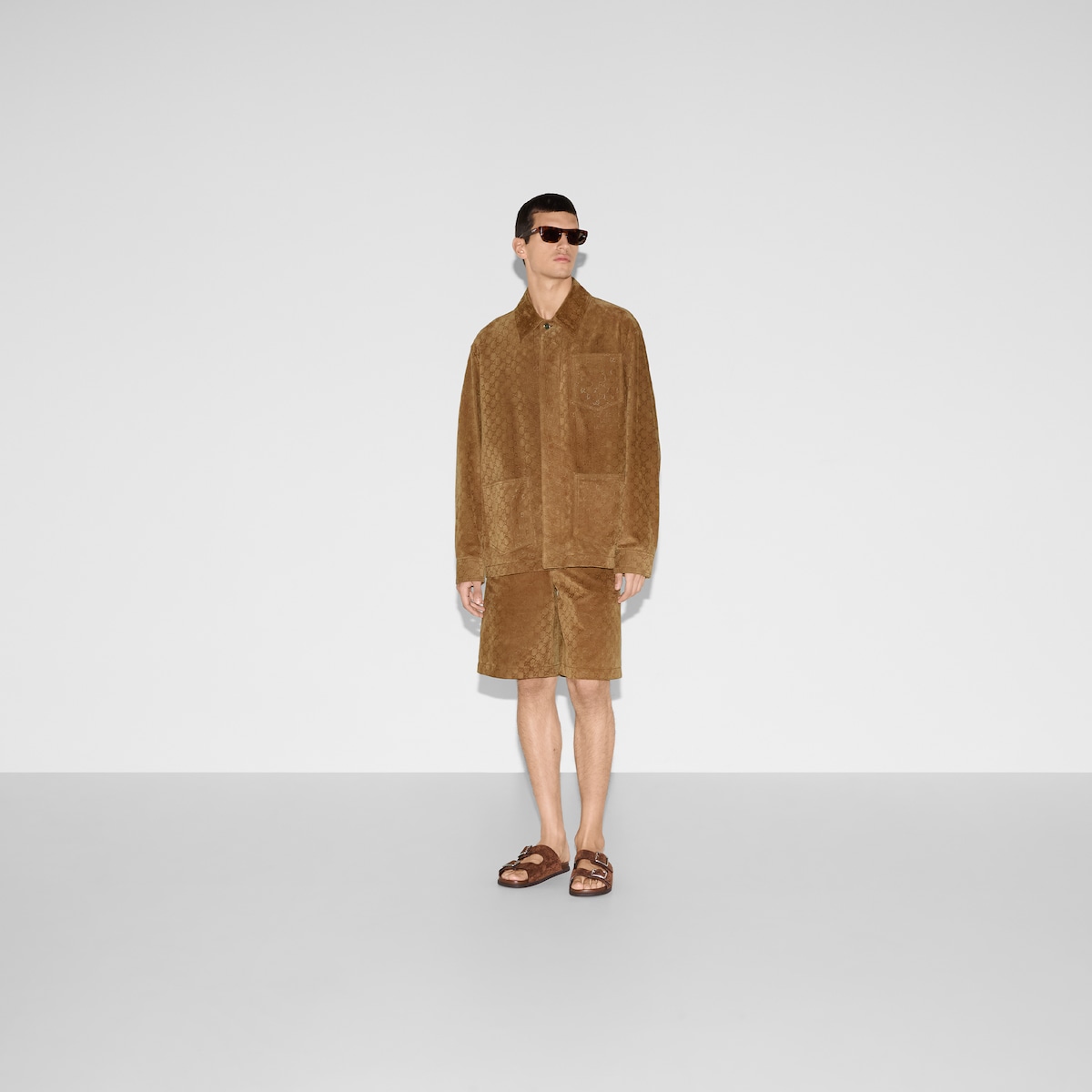 ジャケット GUCCI Suede jacket gucci-patches-embroidered-