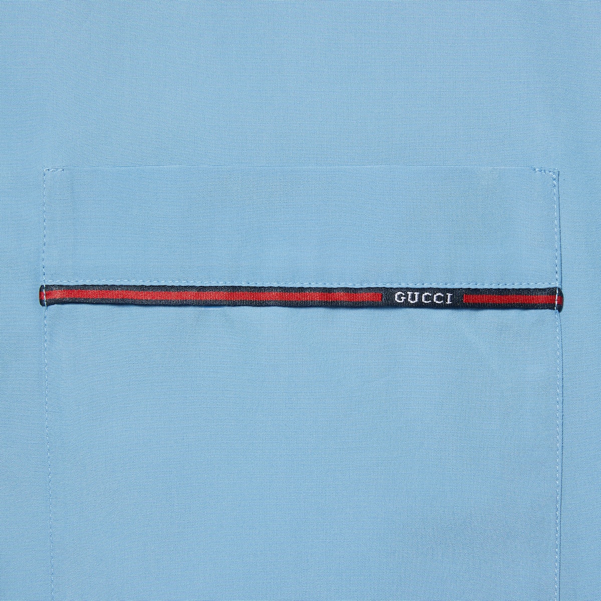 Regular fit cotton shirt with Web in light blue | GUCCI® US
